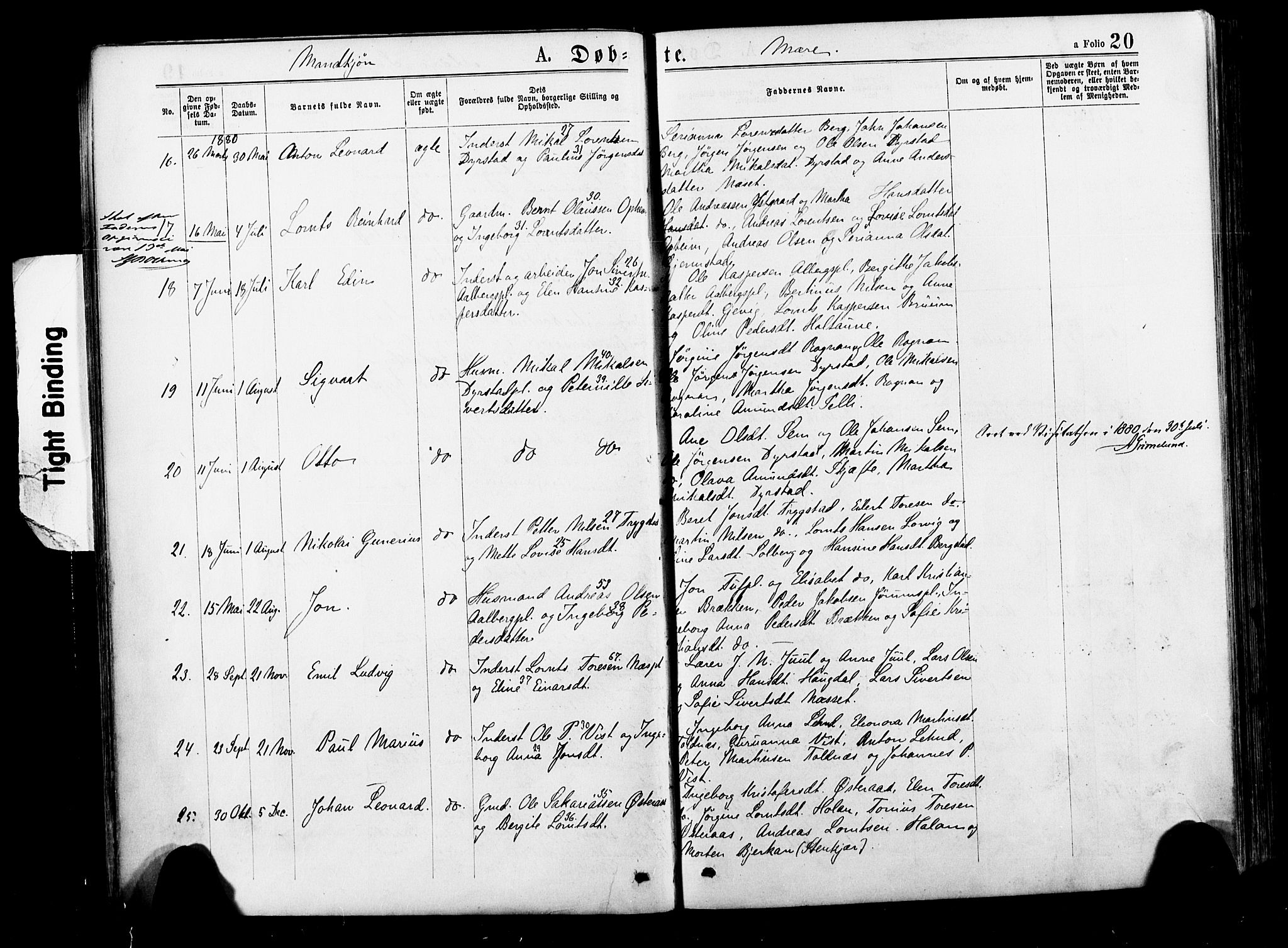 Ministerialprotokoller, klokkerbøker og fødselsregistre - Nord-Trøndelag, SAT/A-1458/735/L0348: Ministerialbok nr. 735A09 /1, 1873-1883, s. 20