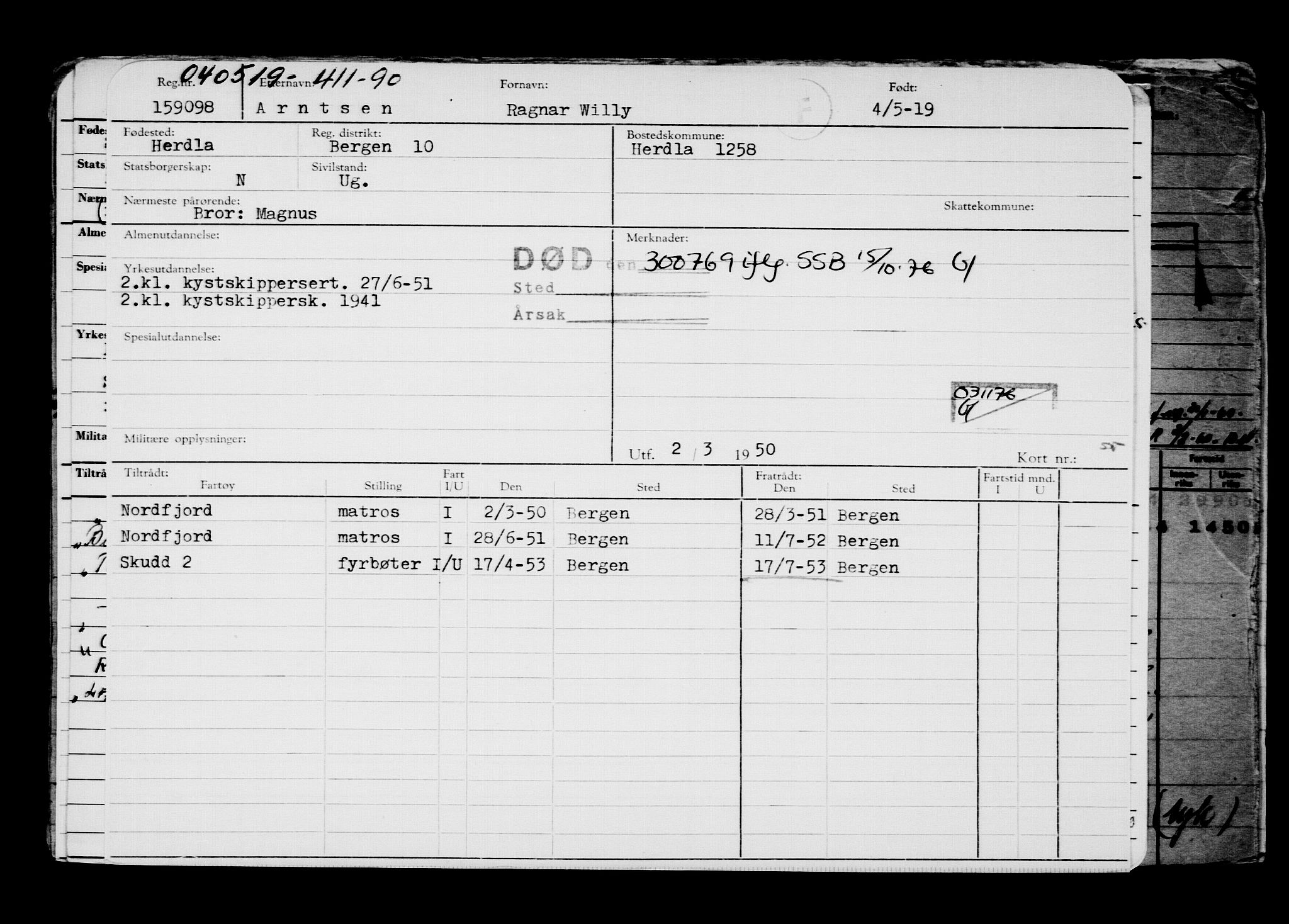 Direktoratet for sjømenn, RA/S-3545/G/Gb/L0168: Hovedkort, 1919, s. 438