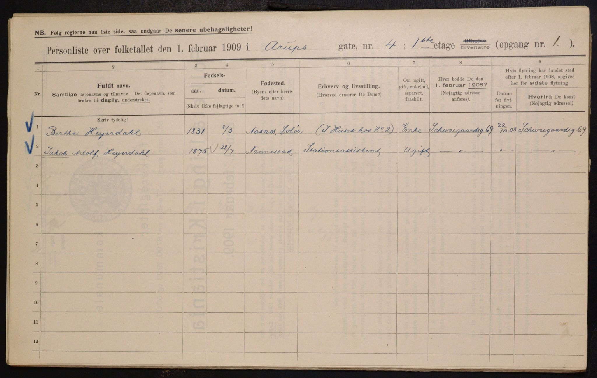 OBA, Kommunal folketelling 1.2.1909 for Kristiania kjøpstad, 1909, s. 2059