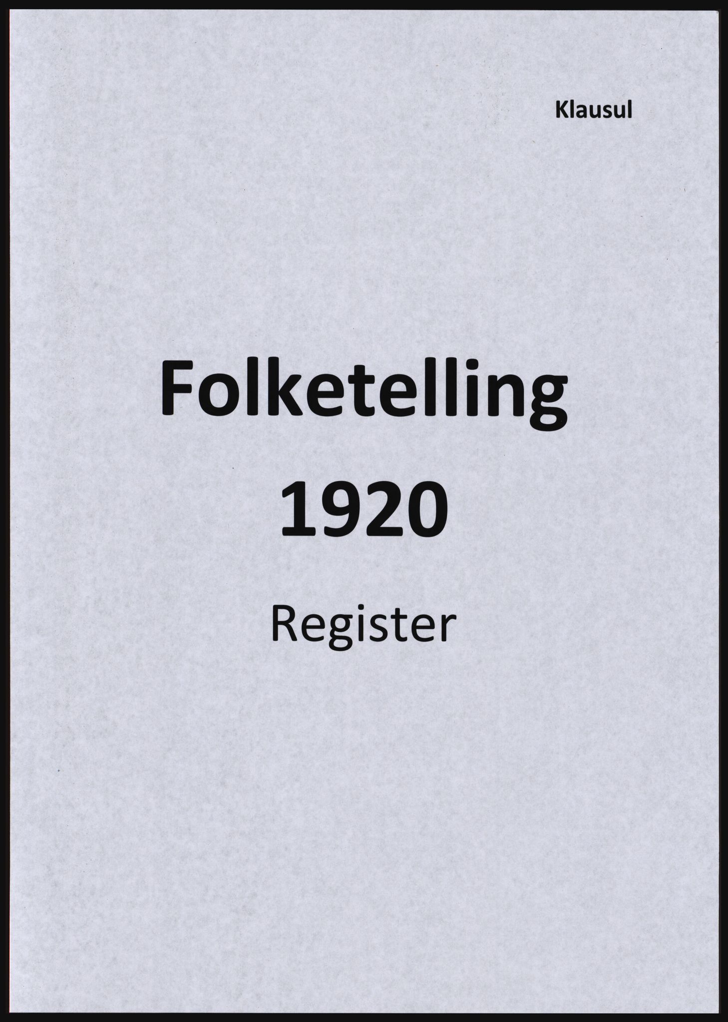 SAST, Avskrift av folketellingen 1920 for Dalane, 1920, s. 1