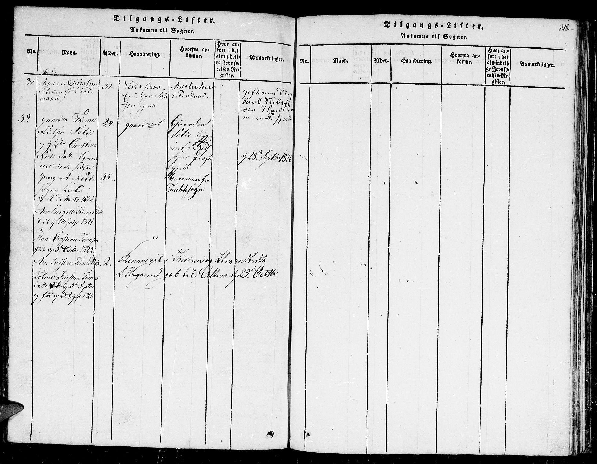 Flekkefjord sokneprestkontor, SAK/1111-0012/F/Fb/Fbc/L0003: Klokkerbok nr. B 3, 1815-1826, s. 318