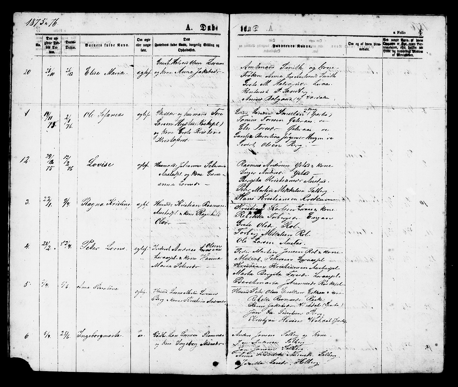 Ministerialprotokoller, klokkerbøker og fødselsregistre - Nord-Trøndelag, SAT/A-1458/731/L0311: Klokkerbok nr. 731C02, 1875-1911, s. 4