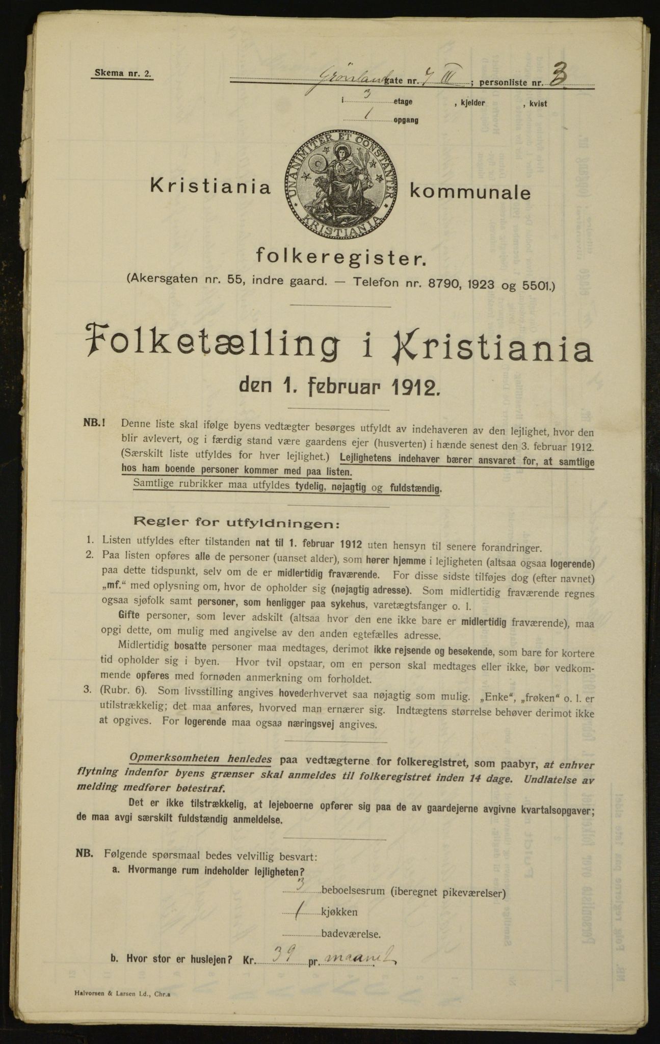 OBA, Kommunal folketelling 1.2.1912 for Kristiania, 1912, s. 31013