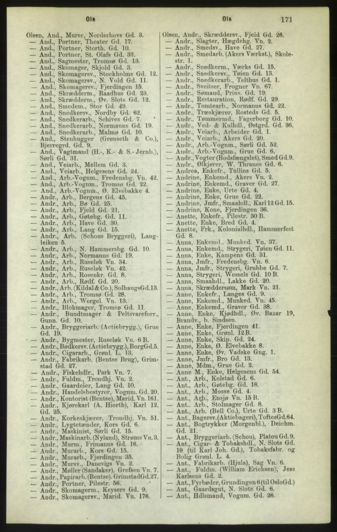 Kristiania/Oslo adressebok, PUBL/-, 1882, s. 171