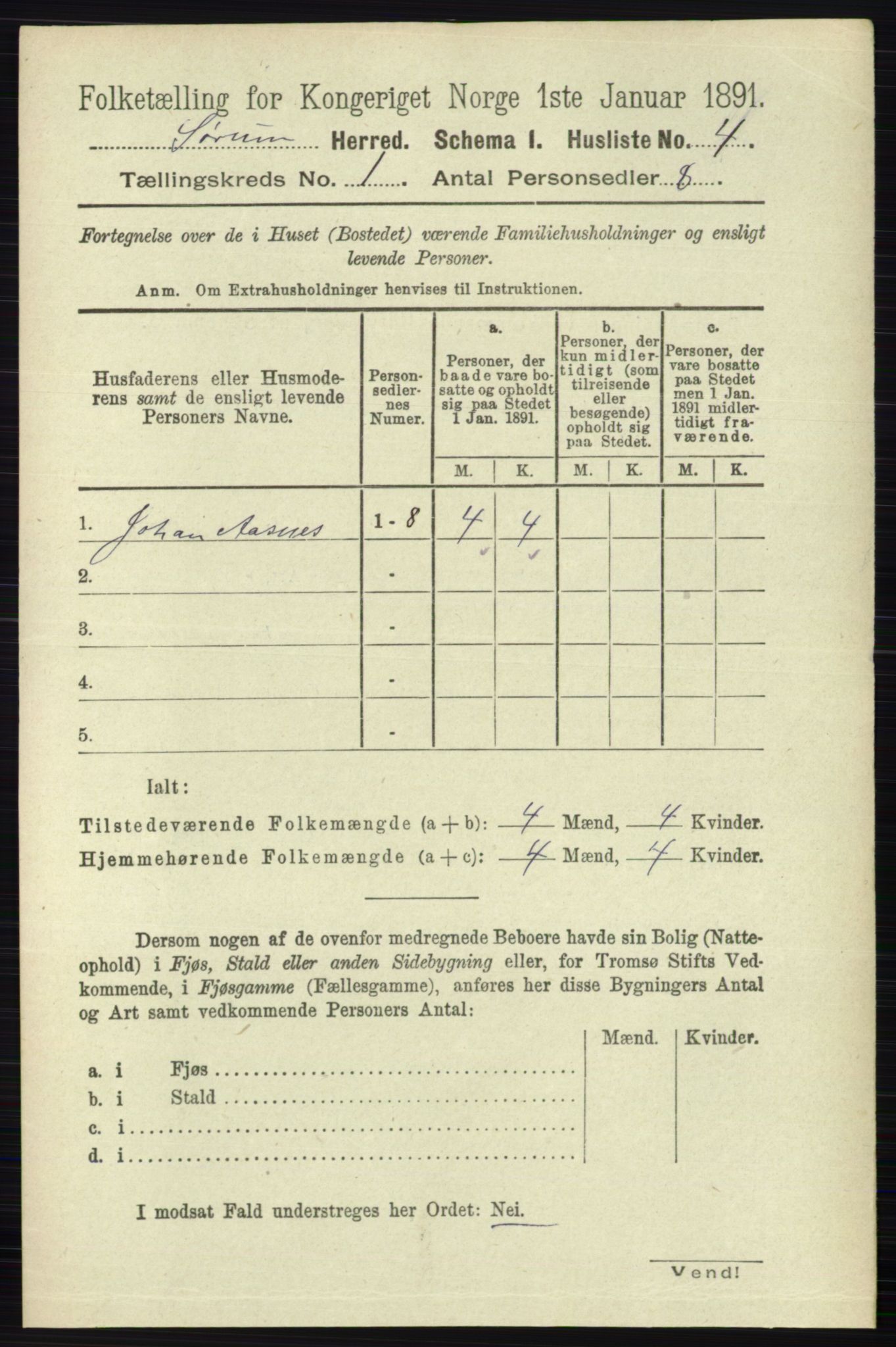 RA, Folketelling 1891 for 0226 Sørum herred, 1891, s. 23