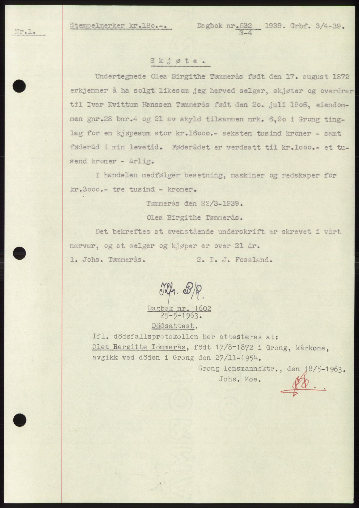 Namdal sorenskriveri, SAT/A-4133/1/2/2C: Pantebok nr. -, 1937-1939, Tingl.dato: 03.04.1939