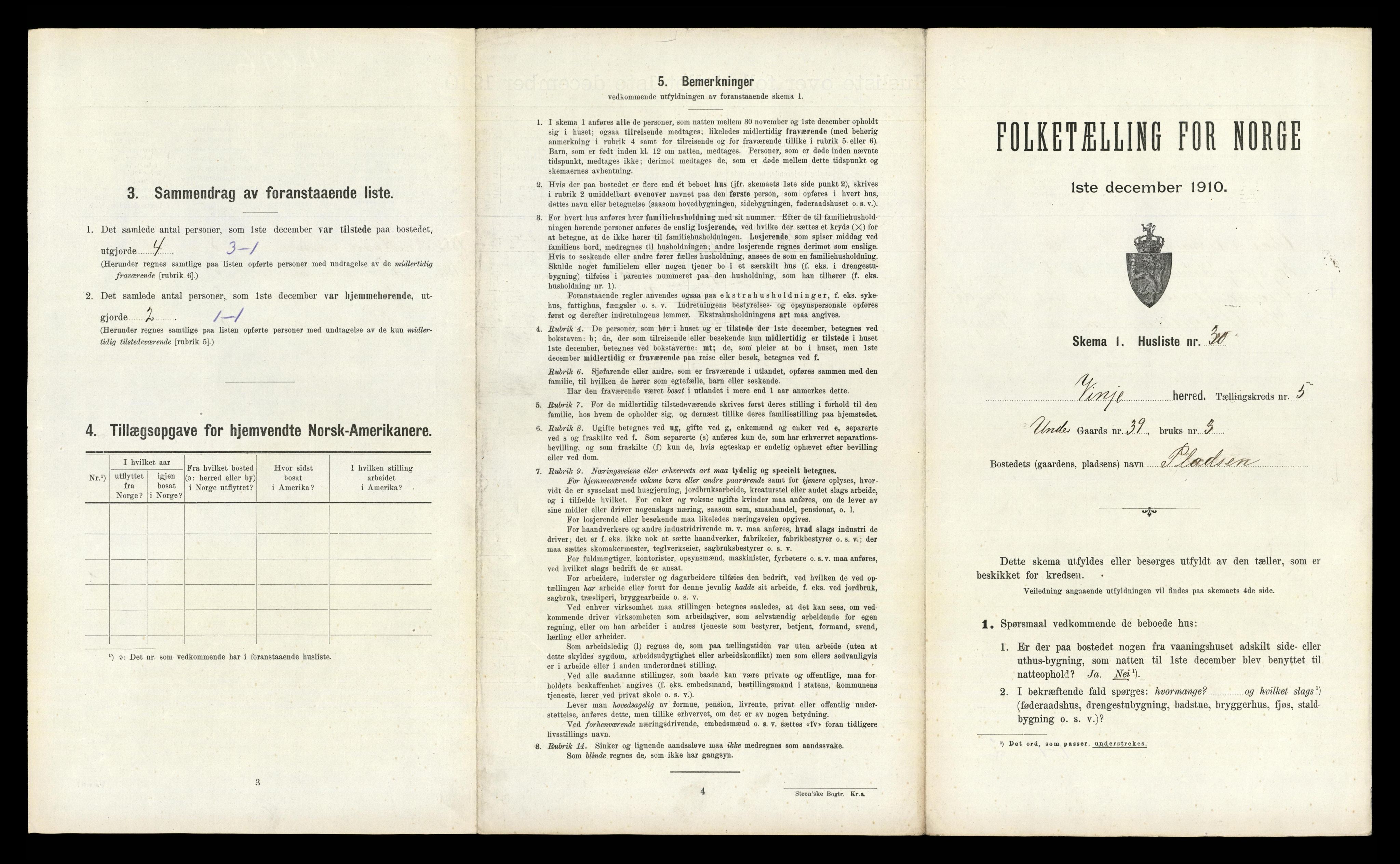 RA, Folketelling 1910 for 0834 Vinje herred, 1910, s. 260