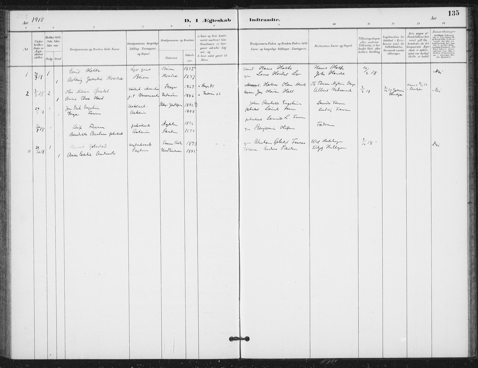 Ministerialprotokoller, klokkerbøker og fødselsregistre - Nord-Trøndelag, SAT/A-1458/714/L0131: Ministerialbok nr. 714A02, 1896-1918, s. 135