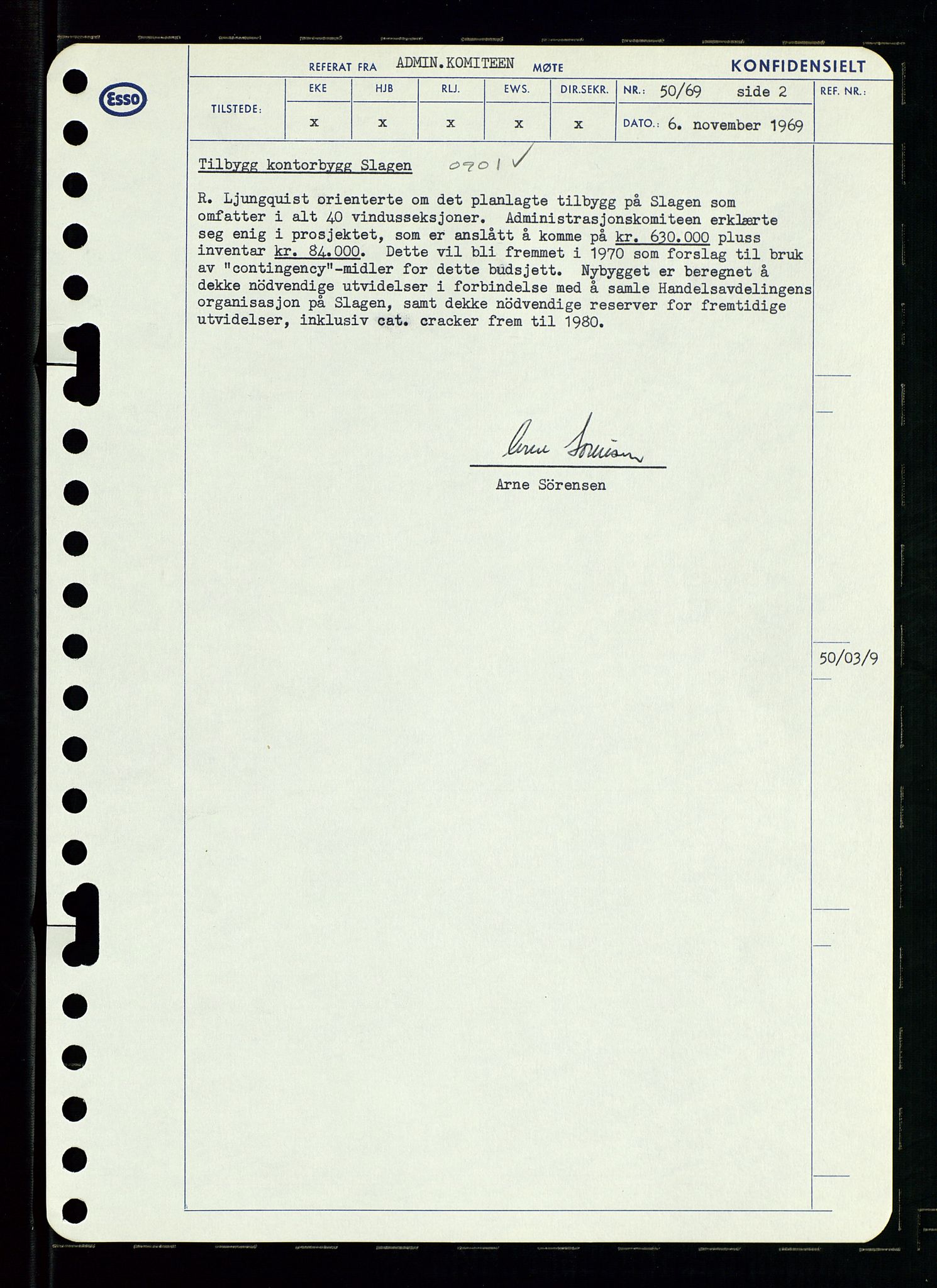 Pa 0982 - Esso Norge A/S, AV/SAST-A-100448/A/Aa/L0003/0001: Den administrerende direksjon Board minutes (styrereferater) og Bedriftforsamlingsprotokoll / Den administrerende direksjon Board minutes (styrereferater), 1969, s. 120