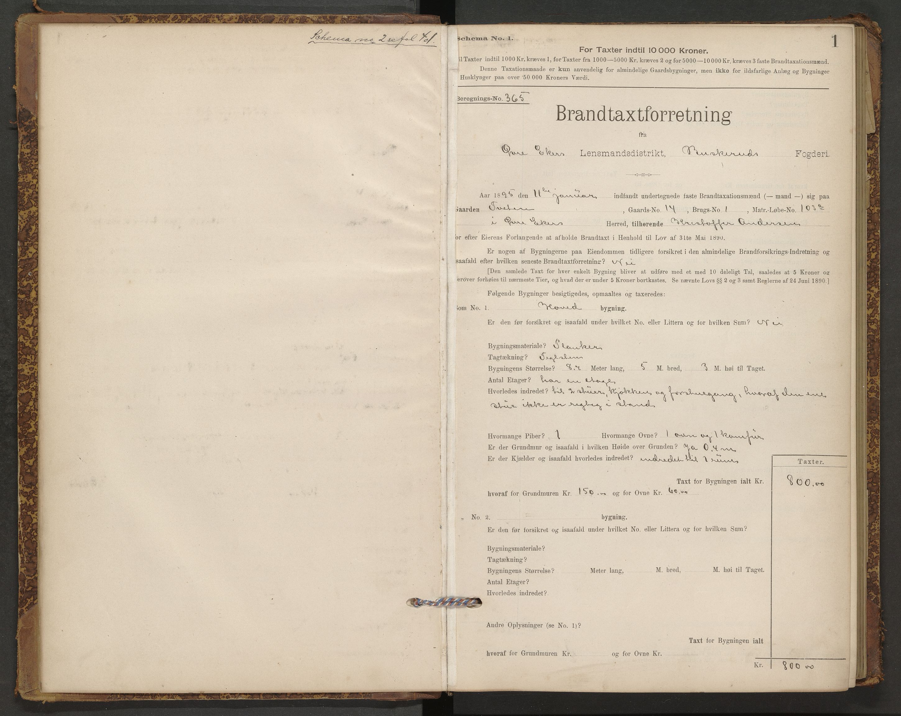 Haug og Bakke lensmannskontor, AV/SAKO-A-511/Y/Yb/Ybb/L0001: Skjematakstprotokoll, Øvre Eiker, 1895-1909