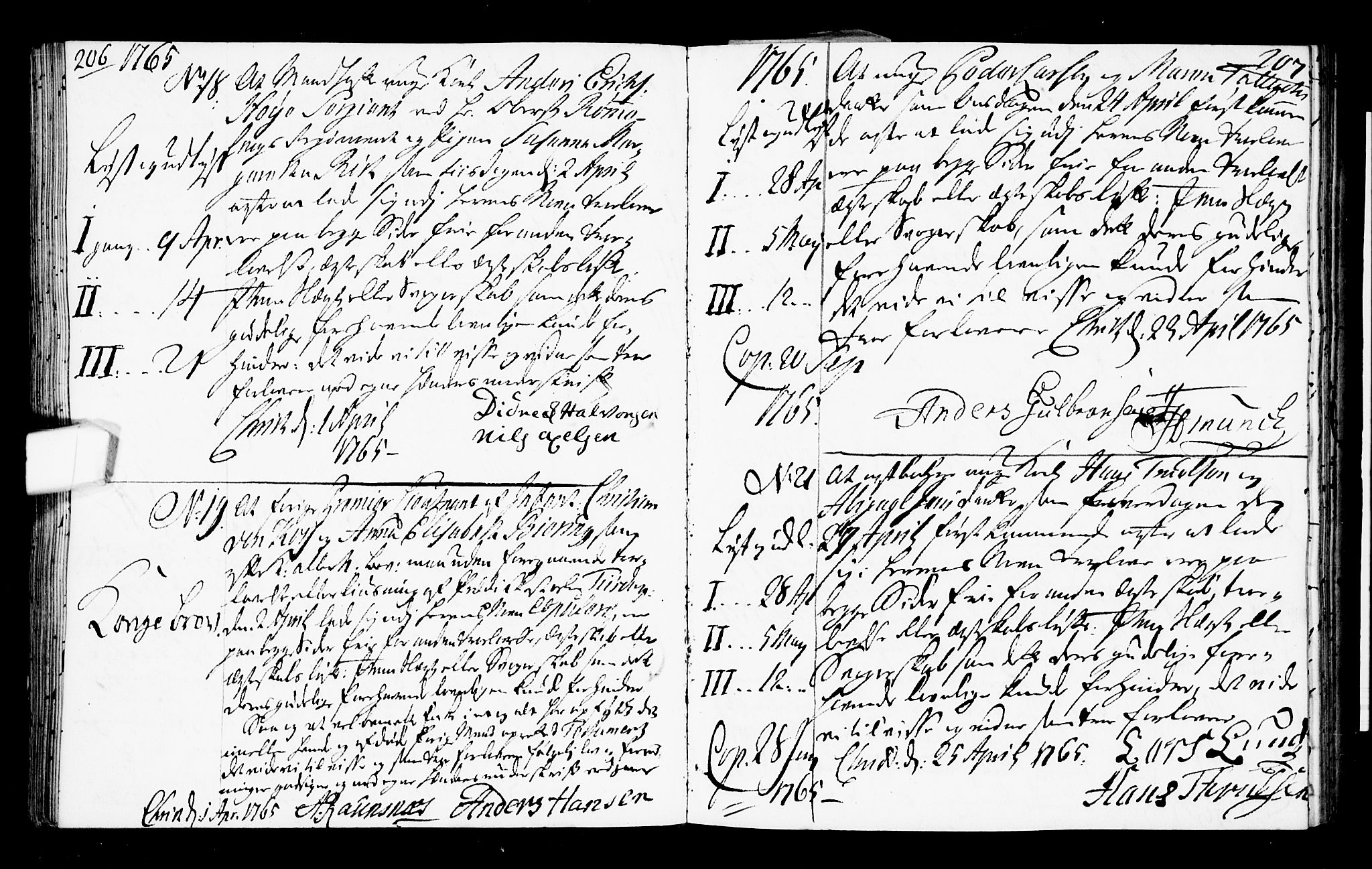 Oslo domkirke Kirkebøker, SAO/A-10752/L/La/L0008: Forlovererklæringer nr. 8, 1759-1769, s. 206-207