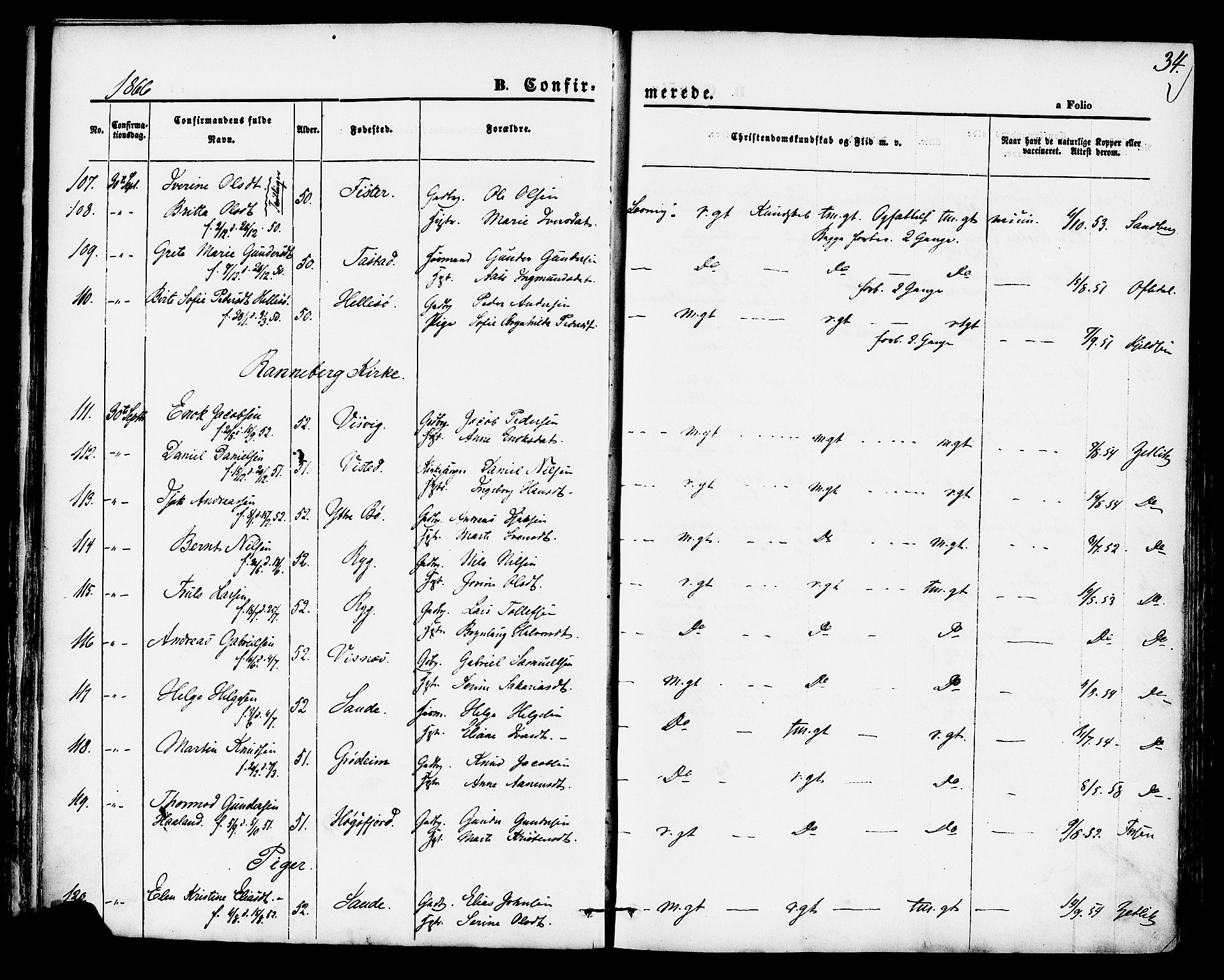 Hetland sokneprestkontor, AV/SAST-A-101826/30/30BA/L0004: Ministerialbok nr. A 4, 1862-1881, s. 34