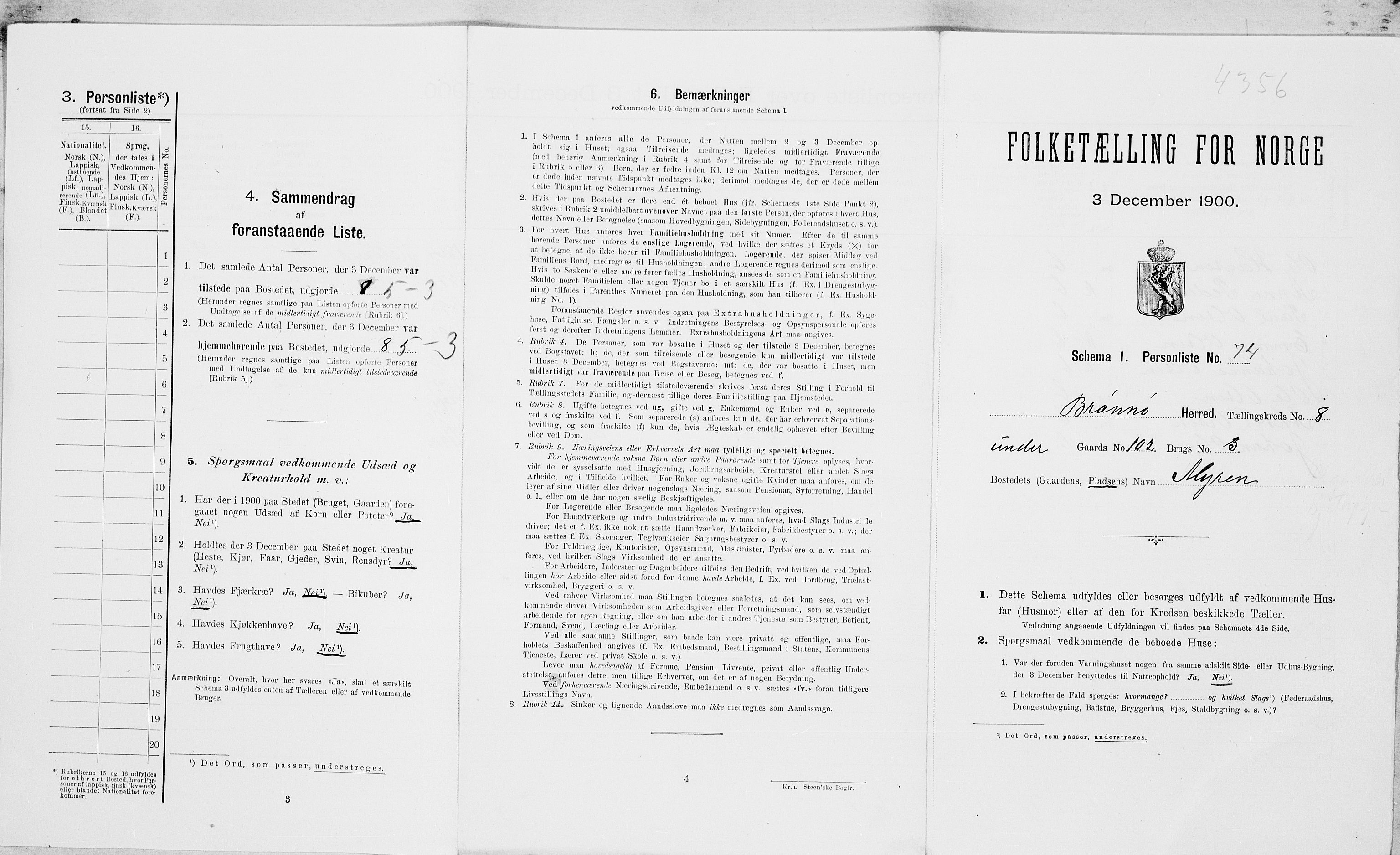 SAT, Folketelling 1900 for 1814 Brønnøy herred, 1900, s. 1088