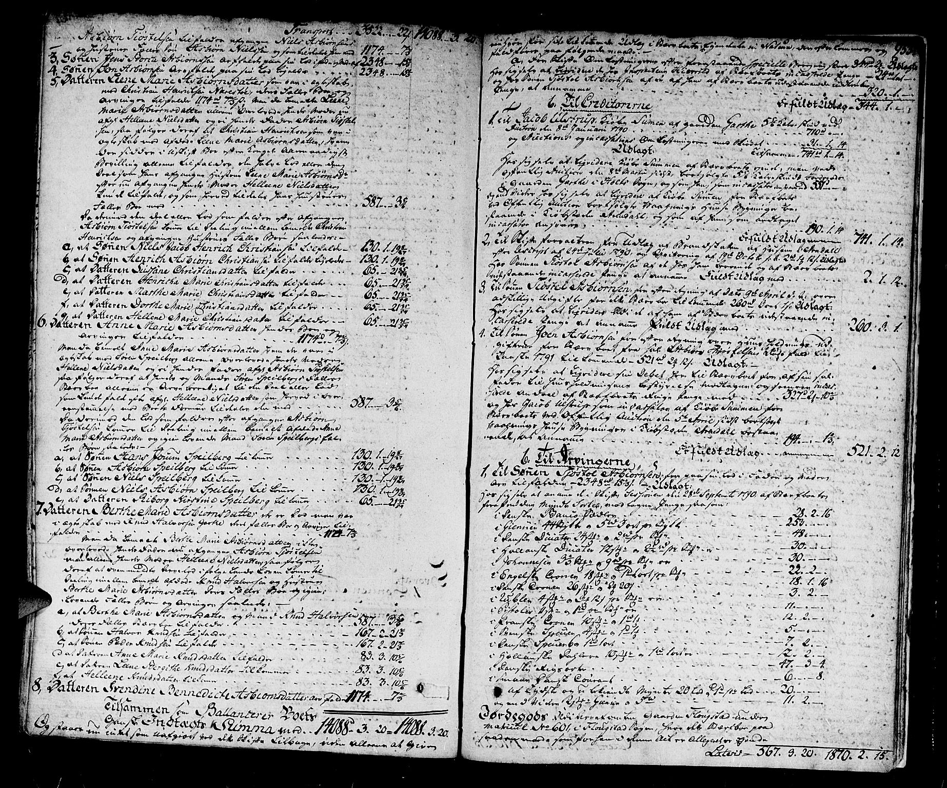 Nedenes sorenskriveri før 1824, AV/SAK-1221-0007/H/Hc/L0040: Skifteprotokoll med register nr 27, 1788-1791, s. 954b-955a