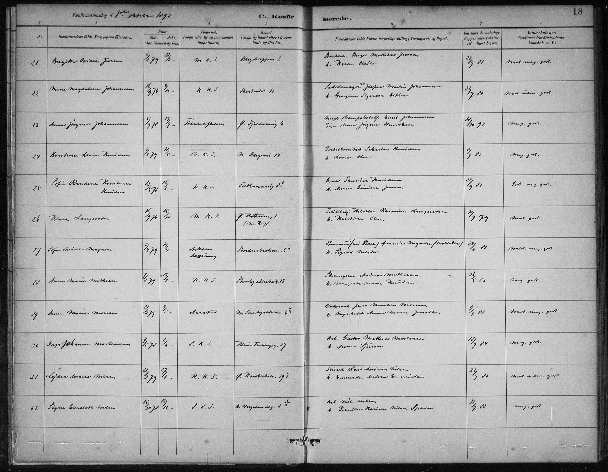 Korskirken sokneprestembete, SAB/A-76101/H/Hab: Klokkerbok nr. C 4, 1893-1905, s. 18