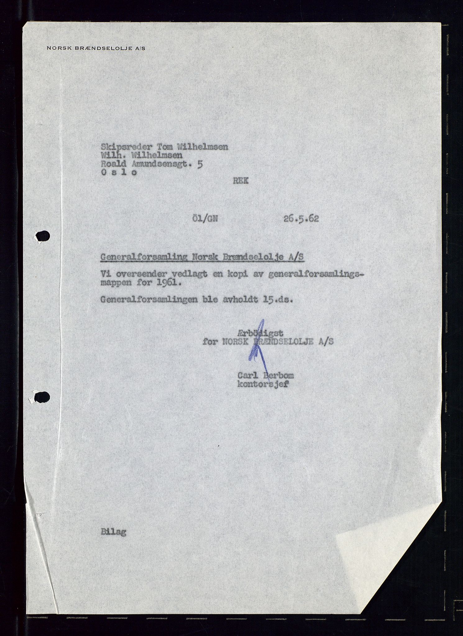 PA 1544 - Norsk Brændselolje A/S, AV/SAST-A-101965/1/A/Aa/L0008/0003: Generalforsamling / Generalforsamling 1962, 1963, 1962-1963, s. 4