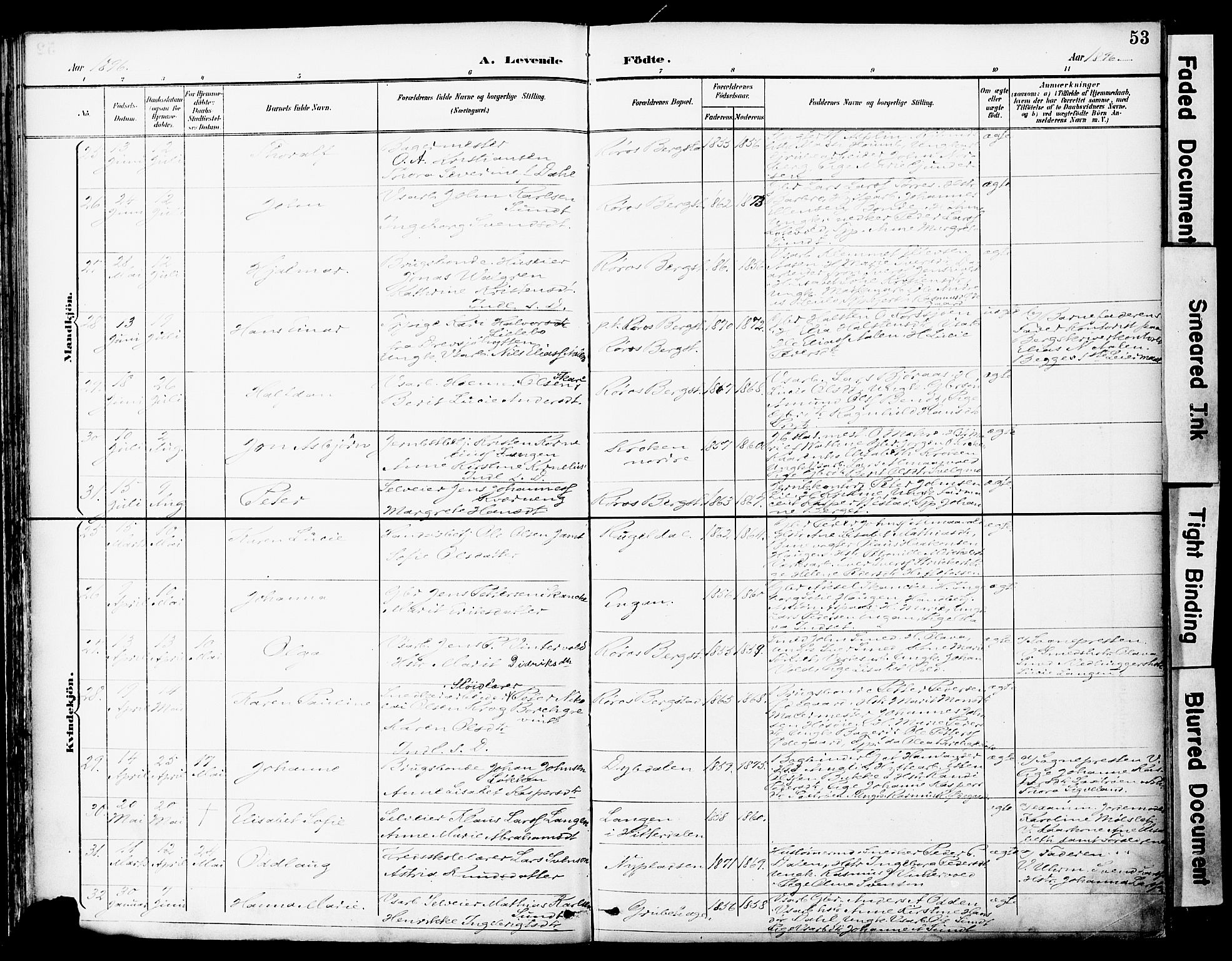 Ministerialprotokoller, klokkerbøker og fødselsregistre - Sør-Trøndelag, SAT/A-1456/681/L0935: Ministerialbok nr. 681A13, 1890-1898, s. 53