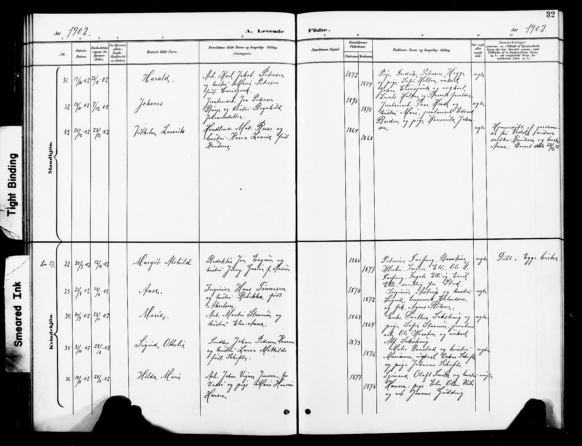 Ministerialprotokoller, klokkerbøker og fødselsregistre - Nord-Trøndelag, AV/SAT-A-1458/739/L0375: Klokkerbok nr. 739C03, 1898-1908, s. 32