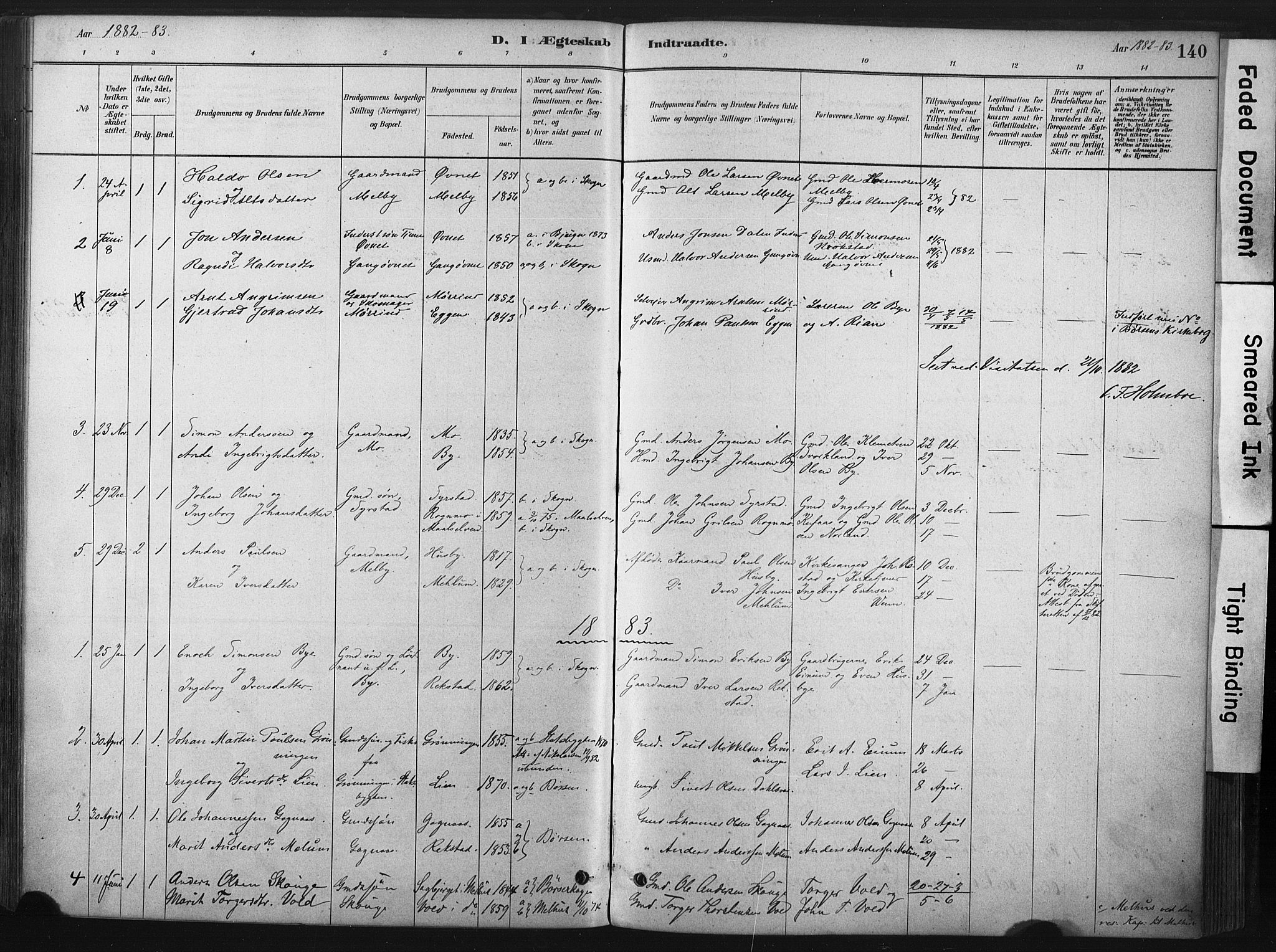 Ministerialprotokoller, klokkerbøker og fødselsregistre - Sør-Trøndelag, AV/SAT-A-1456/667/L0795: Ministerialbok nr. 667A03, 1879-1907, s. 140