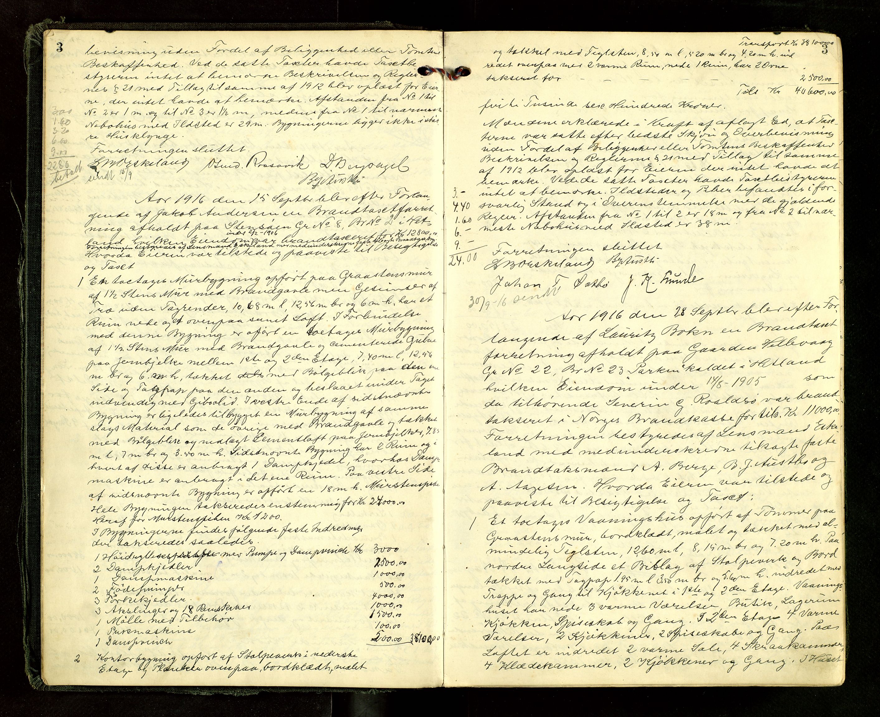 Hetland lensmannskontor, SAST/A-100101/Goa/L0005: "Brandtakstprotokol" m/register, 1916-1921, s. 3