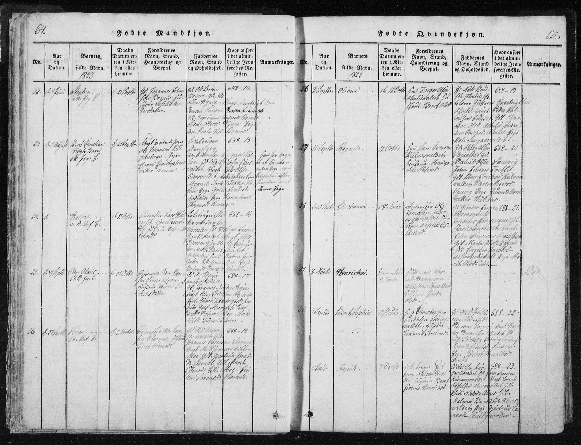 Ministerialprotokoller, klokkerbøker og fødselsregistre - Nord-Trøndelag, SAT/A-1458/717/L0148: Ministerialbok nr. 717A04 /1, 1816-1825, s. 64-65