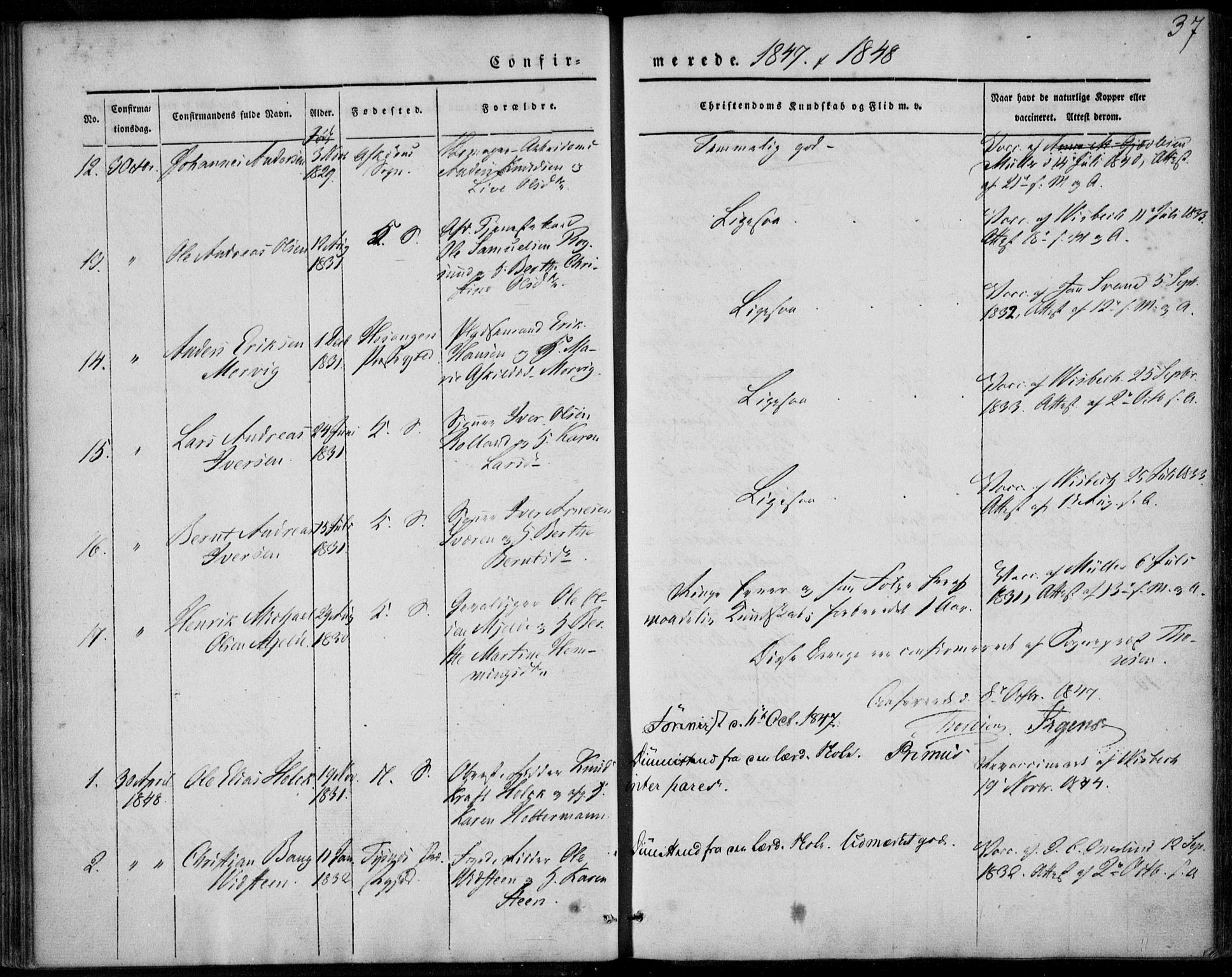 Korskirken sokneprestembete, SAB/A-76101/H/Haa/L0026: Ministerialbok nr. C 2, 1842-1854, s. 37
