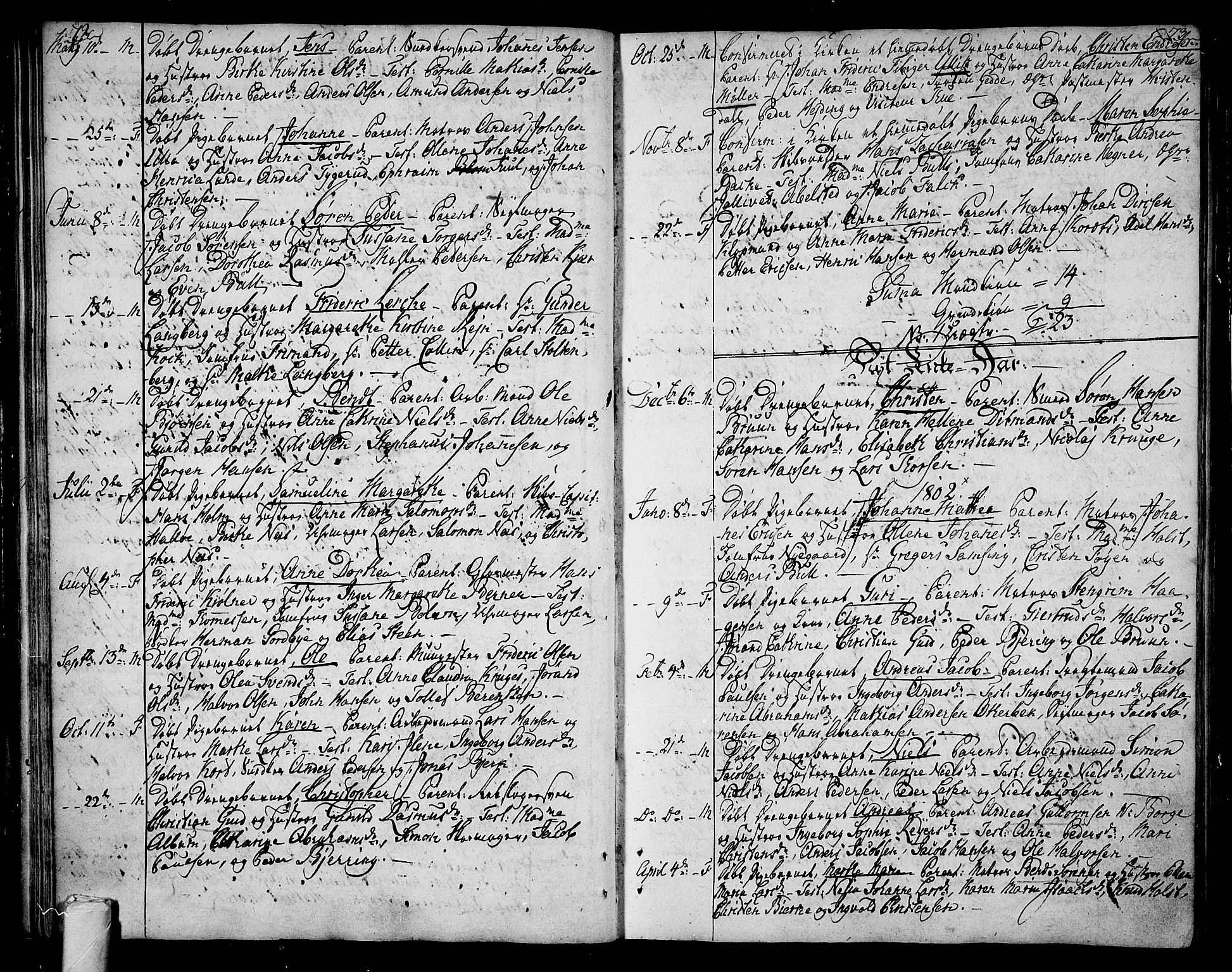 Tønsberg kirkebøker, AV/SAKO-A-330/F/Fa/L0003: Ministerialbok nr. I 3, 1797-1814, s. 72-73