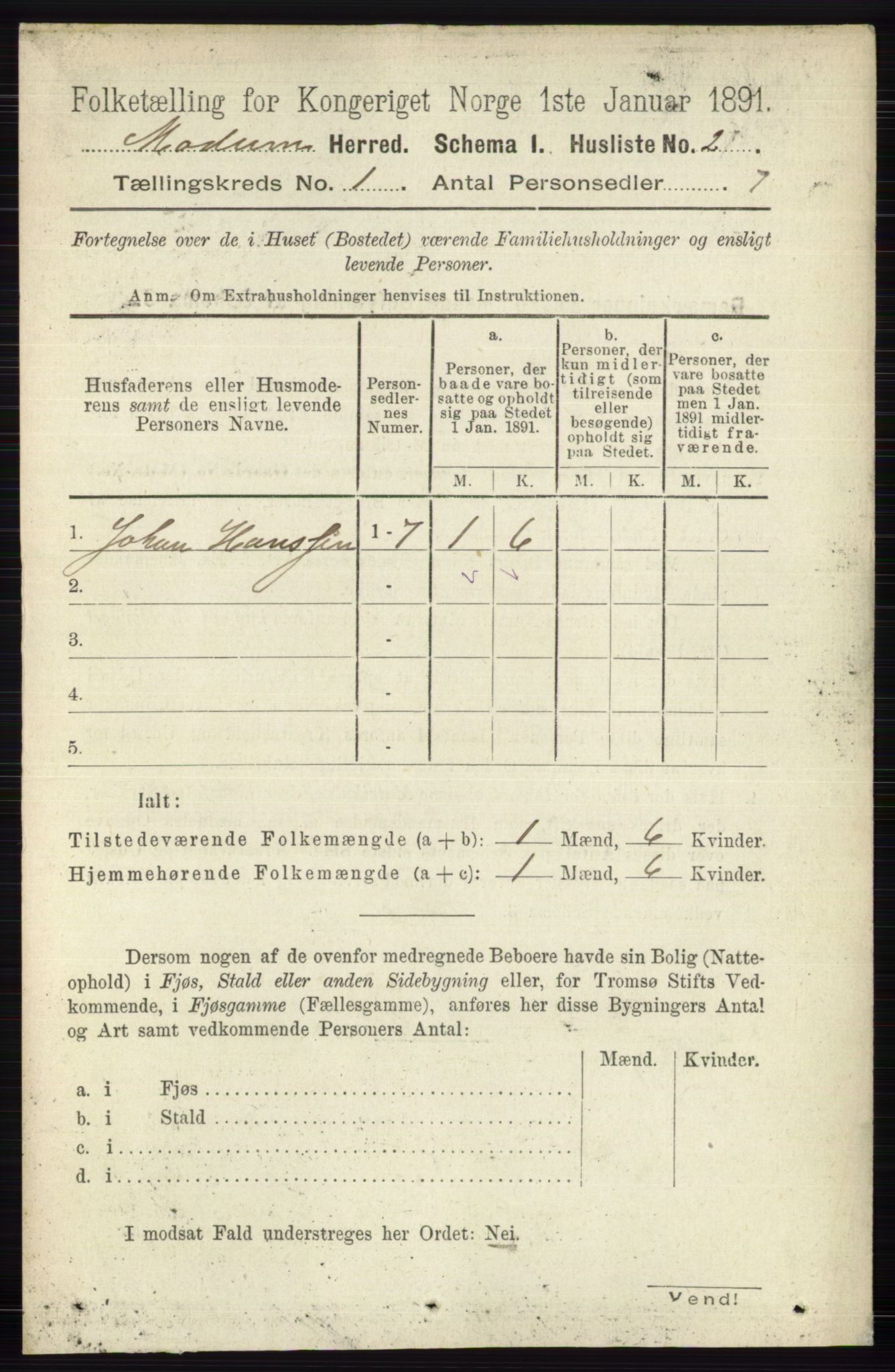 RA, Folketelling 1891 for 0623 Modum herred, 1891, s. 65