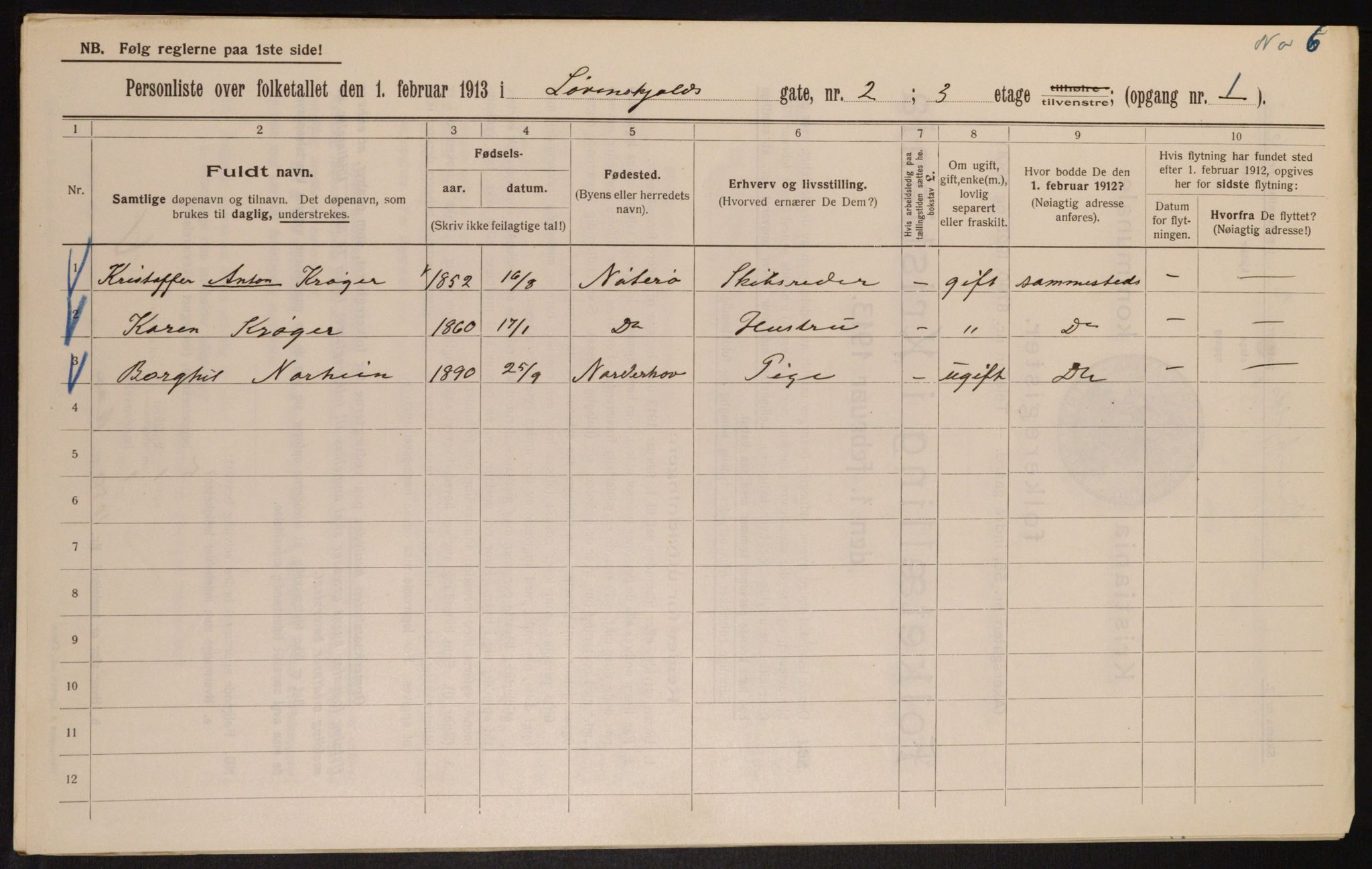 OBA, Kommunal folketelling 1.2.1913 for Kristiania, 1913, s. 58588