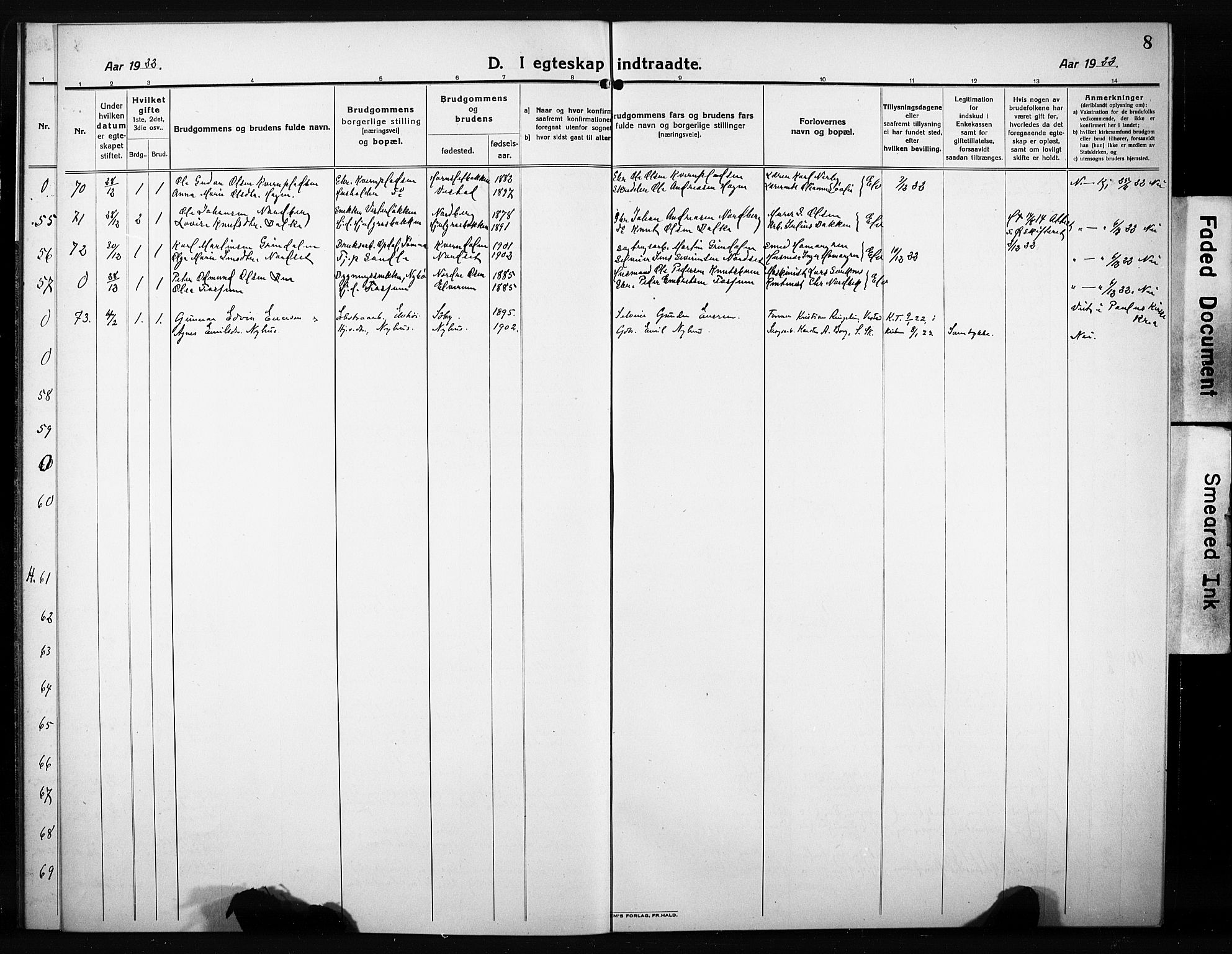 Elverum prestekontor, AV/SAH-PREST-044/H/Ha/Hab/L0014: Klokkerbok nr. 14, 1922-1933, s. 8