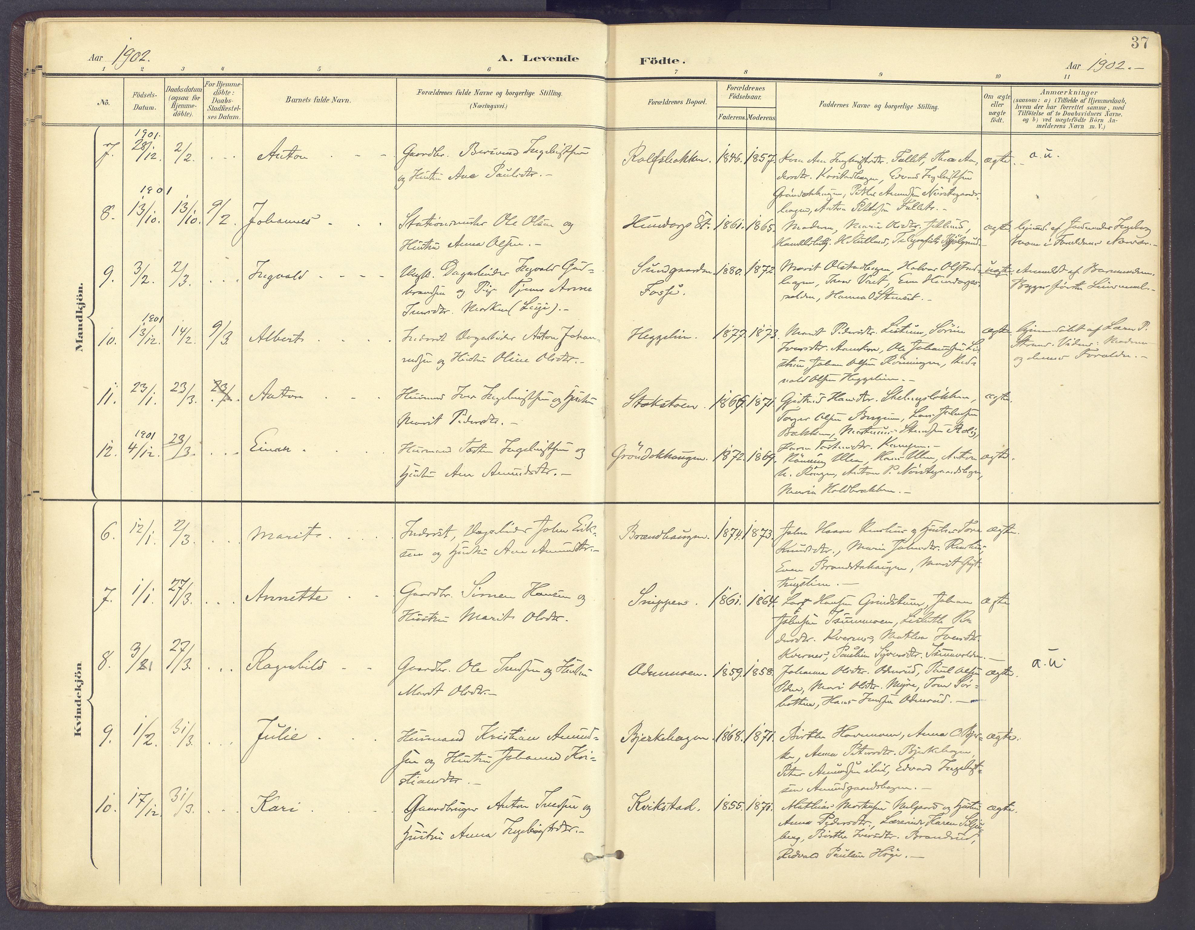 Sør-Fron prestekontor, AV/SAH-PREST-010/H/Ha/Haa/L0004: Ministerialbok nr. 4, 1898-1919, s. 37