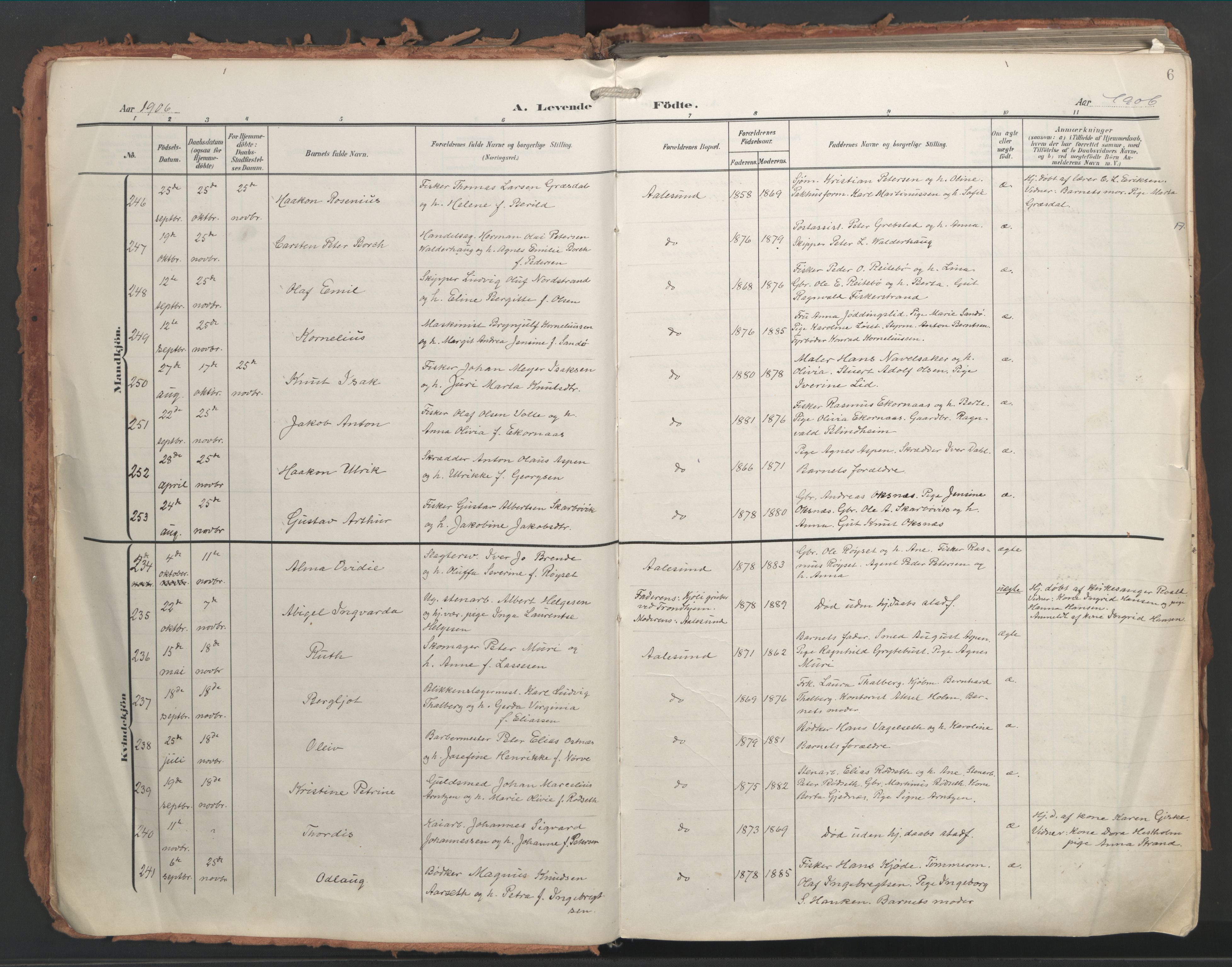 Ministerialprotokoller, klokkerbøker og fødselsregistre - Møre og Romsdal, SAT/A-1454/529/L0460: Ministerialbok nr. 529A10, 1906-1917, s. 6