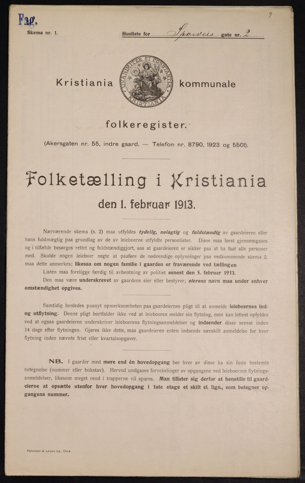 OBA, Kommunal folketelling 1.2.1913 for Kristiania, 1913, s. 100435