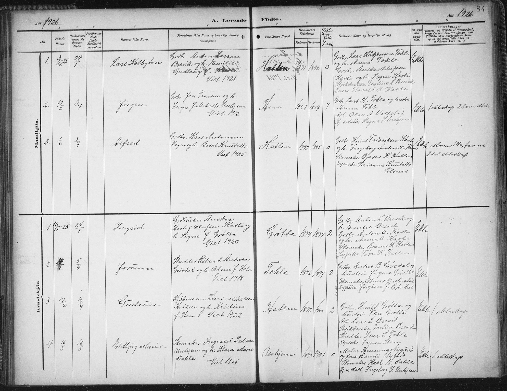 Ministerialprotokoller, klokkerbøker og fødselsregistre - Møre og Romsdal, AV/SAT-A-1454/545/L0589: Klokkerbok nr. 545C03, 1902-1937, s. 84