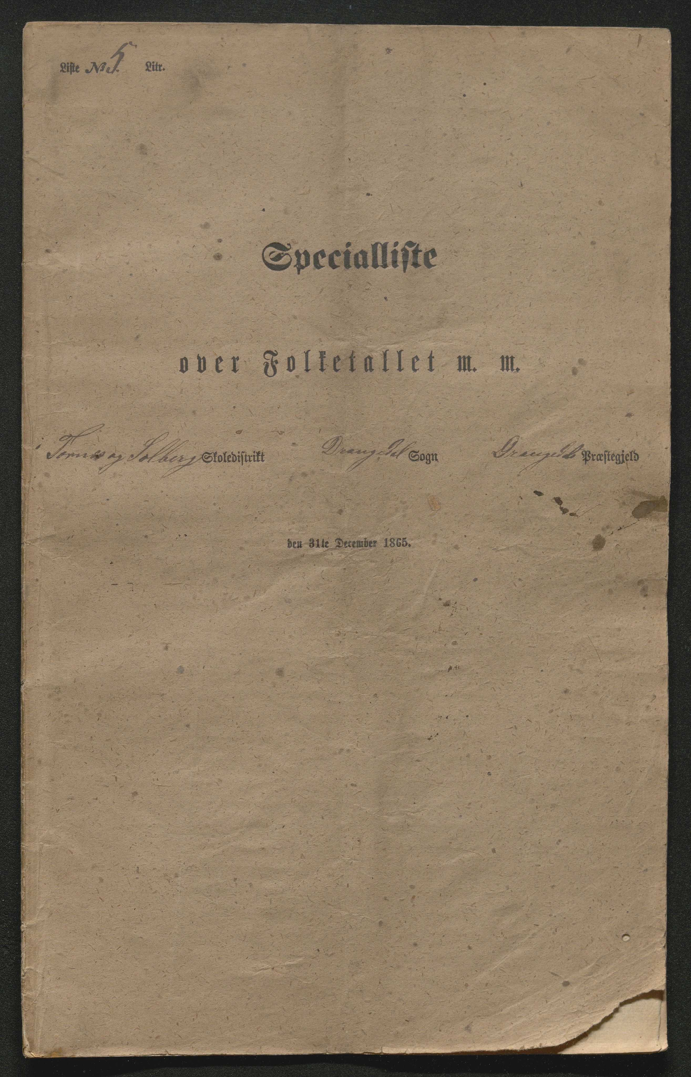 SAKO, Fantetellingen i Drangedal 1865, 1865, s. 88