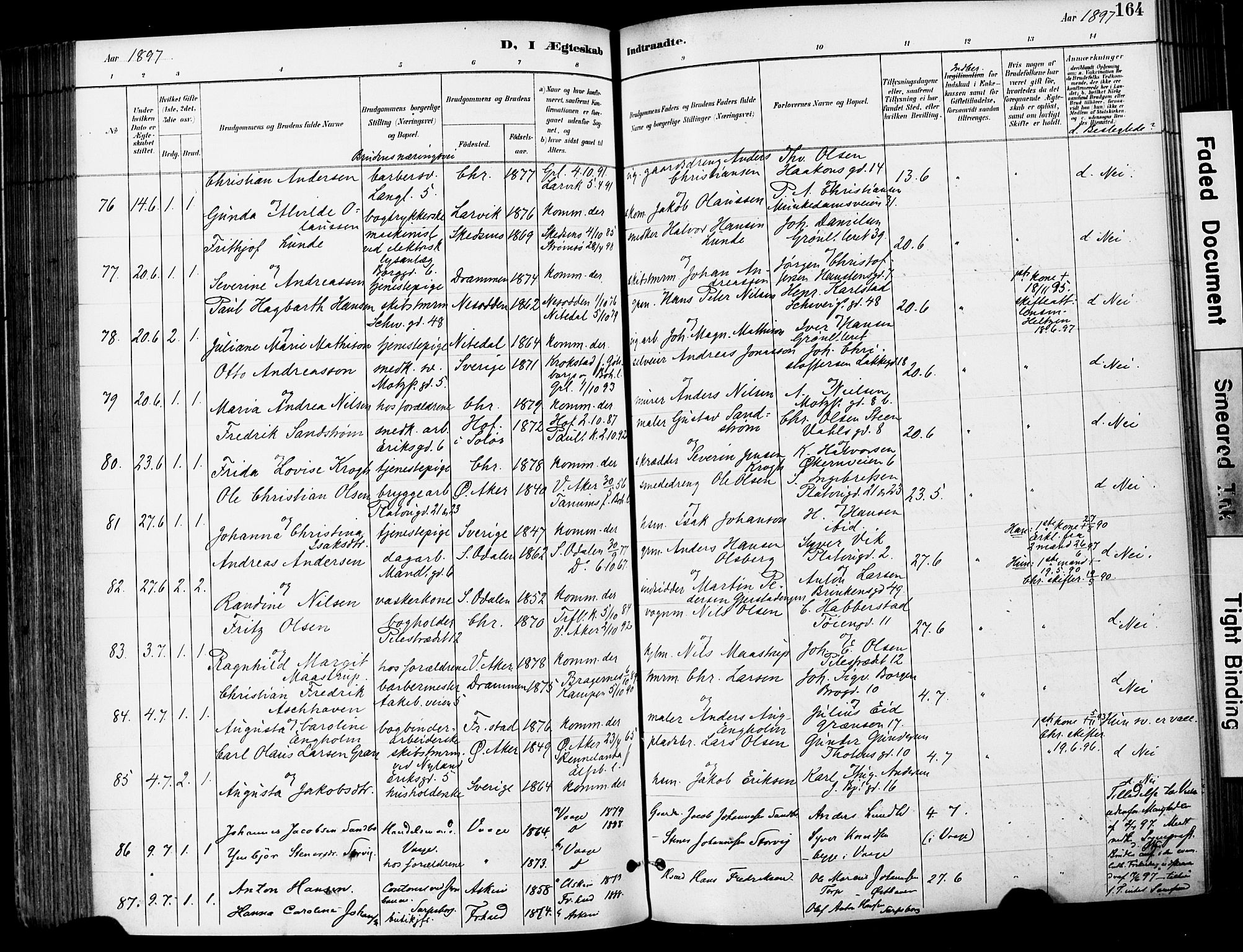 Grønland prestekontor Kirkebøker, AV/SAO-A-10848/F/Fa/L0013: Ministerialbok nr. 13, 1887-1906, s. 164