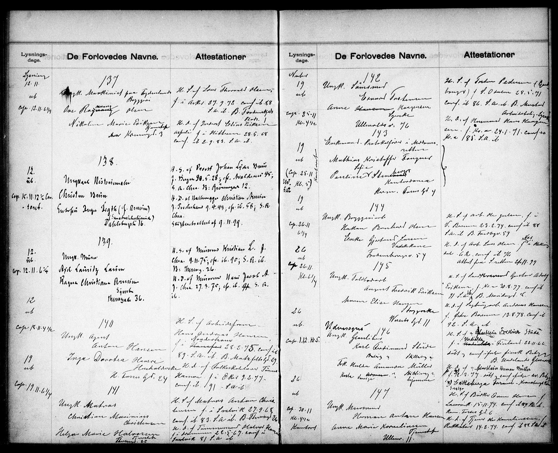 Gamle Aker prestekontor Kirkebøker, AV/SAO-A-10617a/H/L0002: Lysningsprotokoll nr. 2, 1890-1900