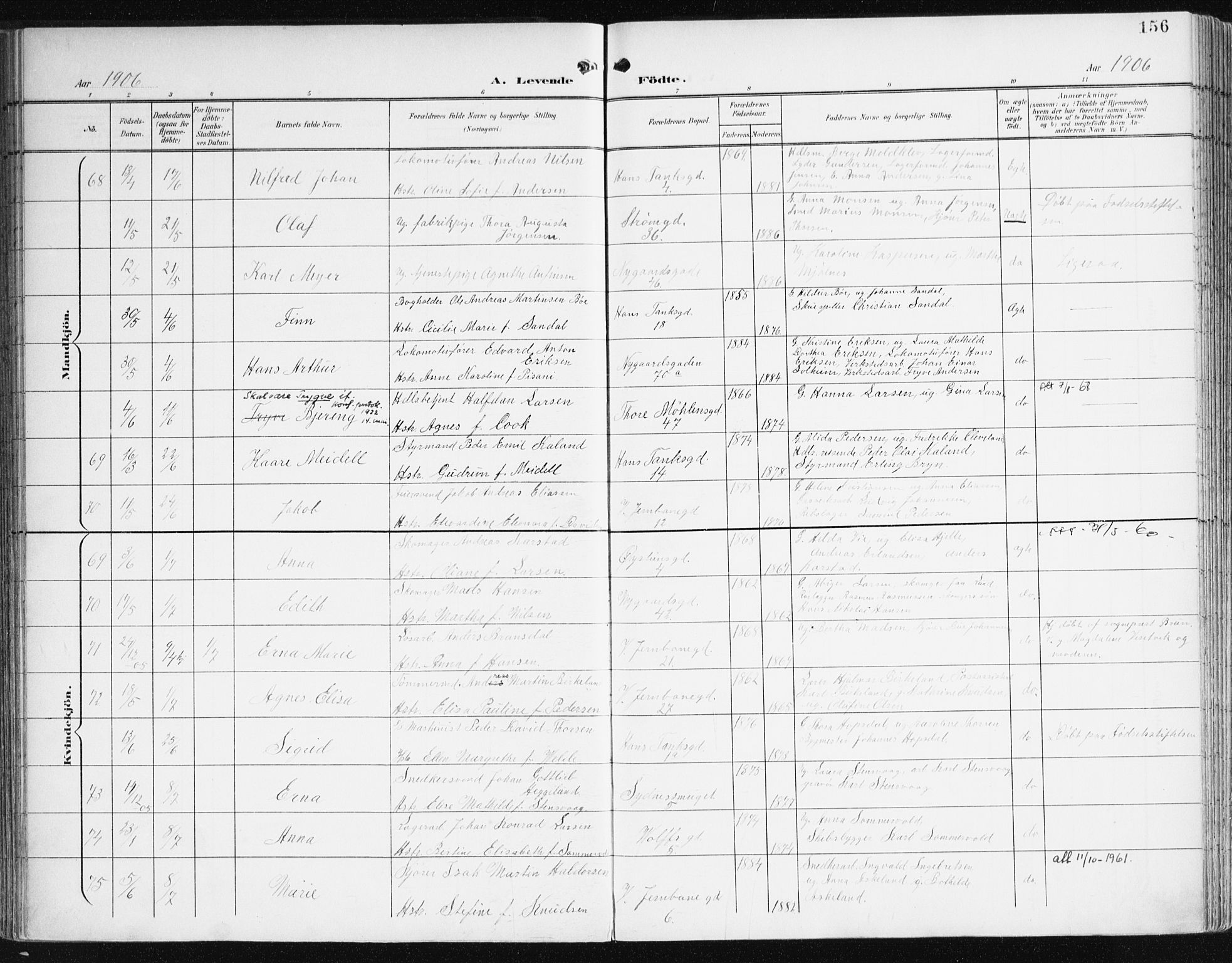 Johanneskirken sokneprestembete, AV/SAB-A-76001/H/Haa/L0002: Ministerialbok nr. A 2, 1900-1912, s. 156