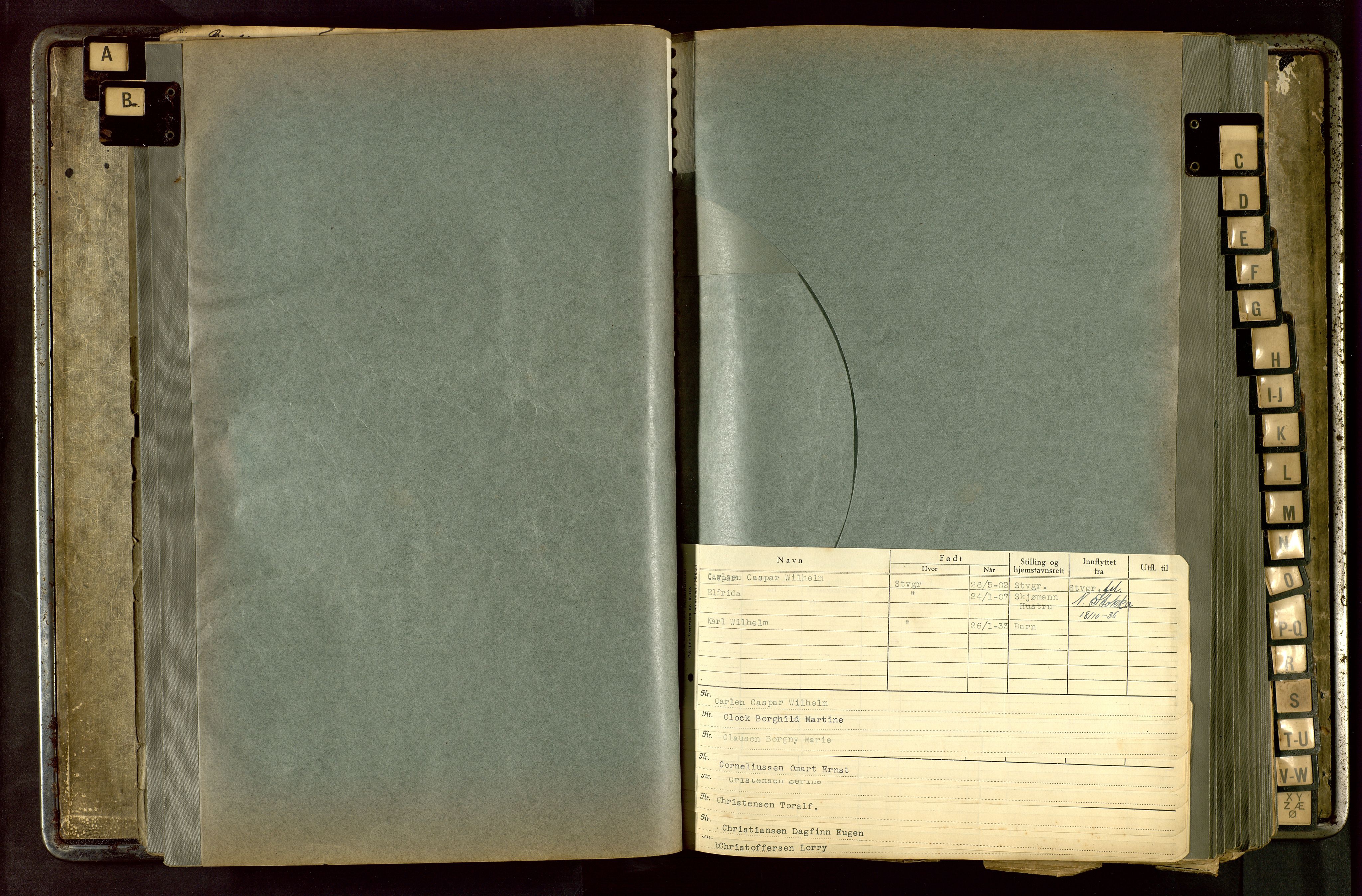 Hetland lensmannskontor, SAST/A-100101/Gwa/L0002: Flytteprotokoll, personkort ordnet etter etternavn, 1930-1940, s. 150