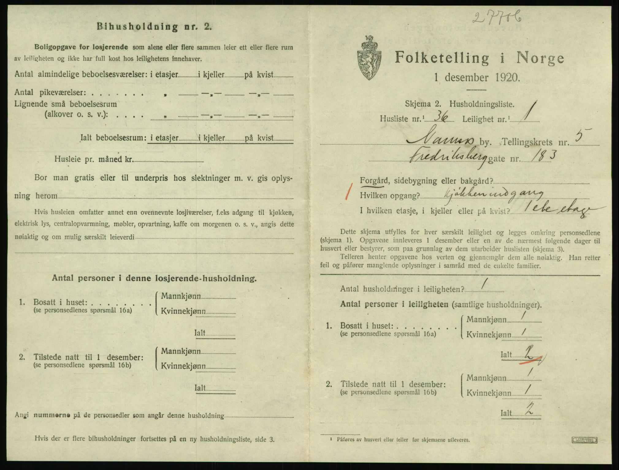 SAT, Folketelling 1920 for 1703 Namsos ladested, 1920, s. 1745