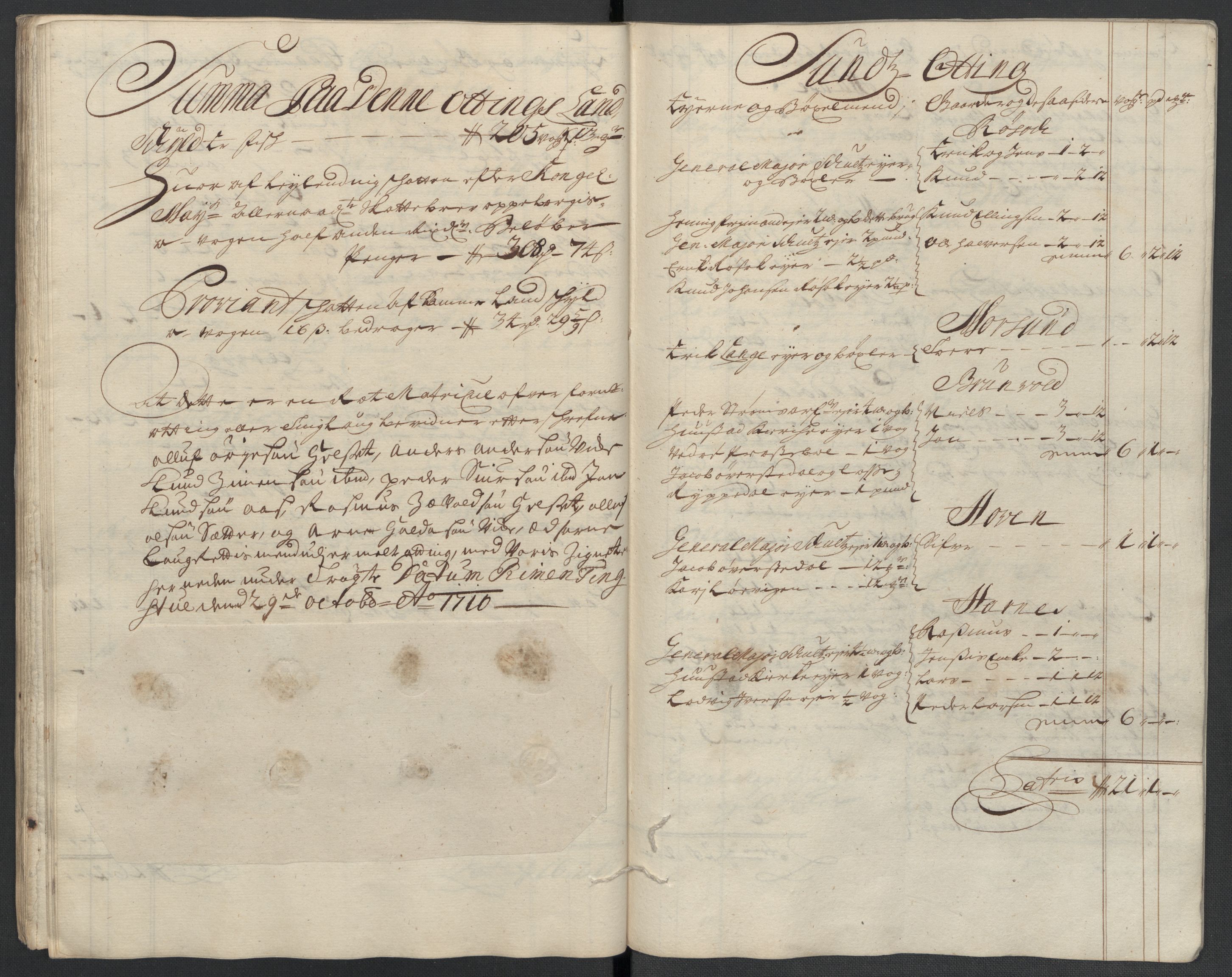 Rentekammeret inntil 1814, Reviderte regnskaper, Fogderegnskap, RA/EA-4092/R55/L3659: Fogderegnskap Romsdal, 1709-1710, s. 320