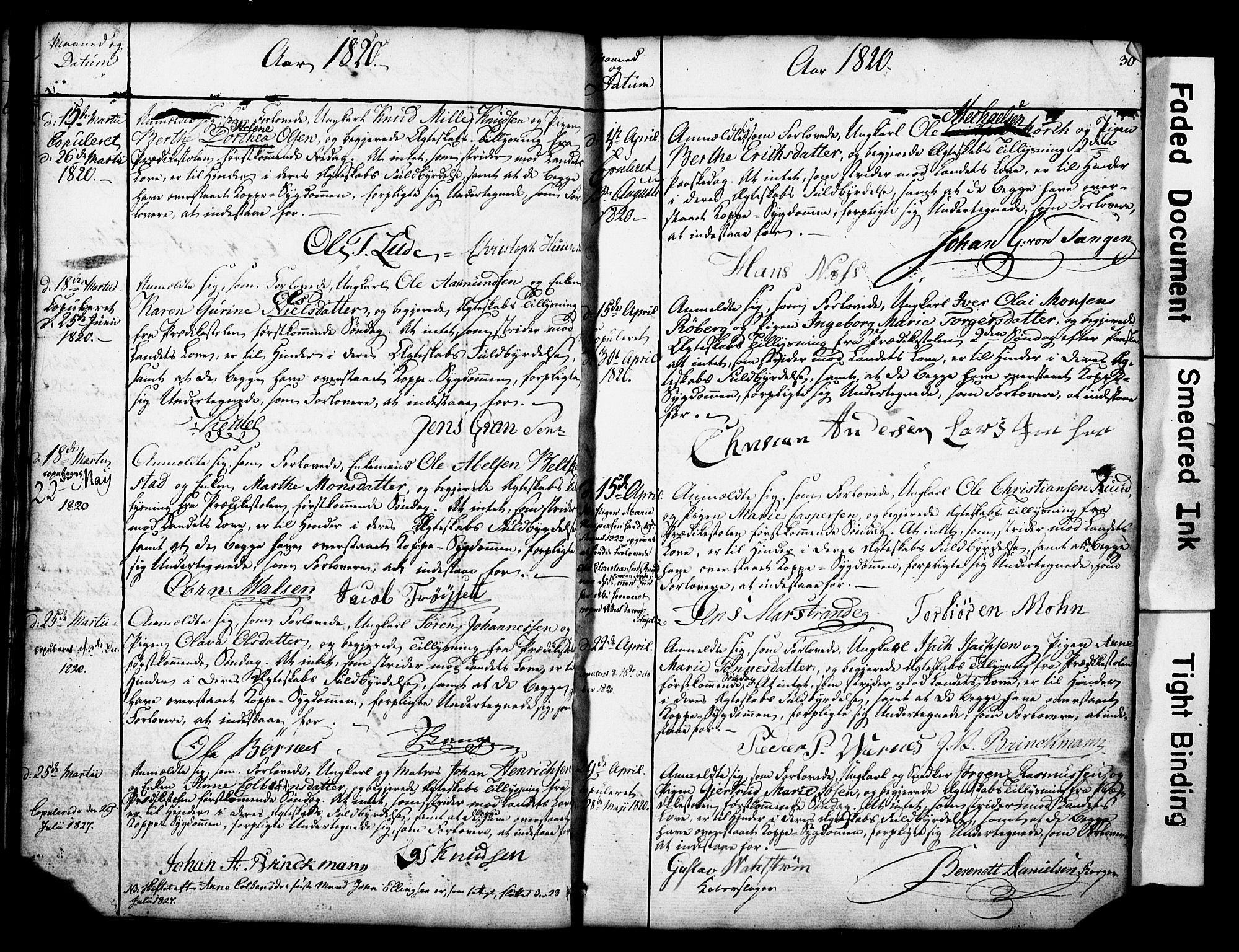 Nykirken Sokneprestembete, SAB/A-77101: Forlovererklæringer nr. II.5.1, 1814-1846, s. 30