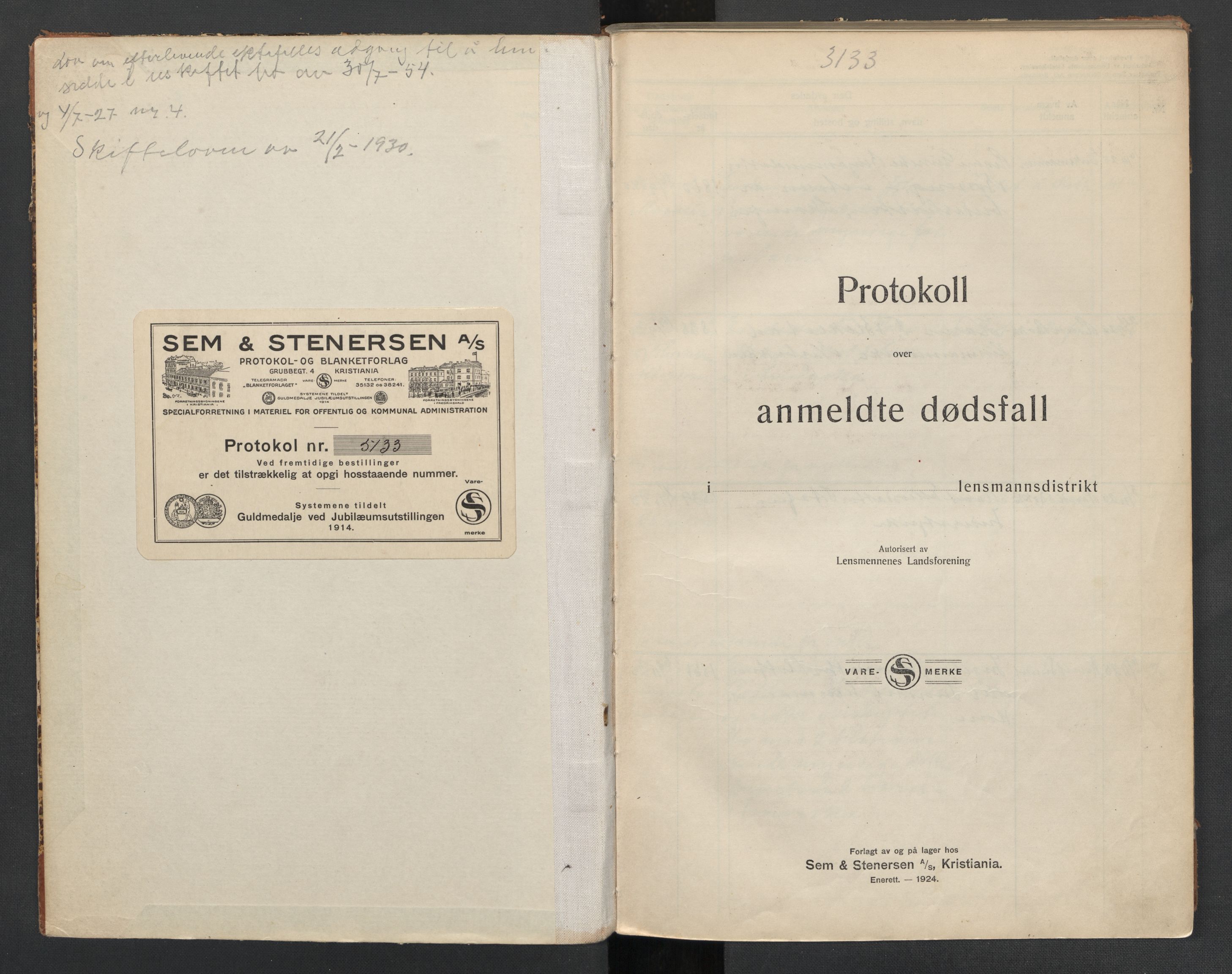 Rennebu lensmannskontor, SAT/A-1075/2/02/L0041: Dødsfallsprotokoll, 1925-1933