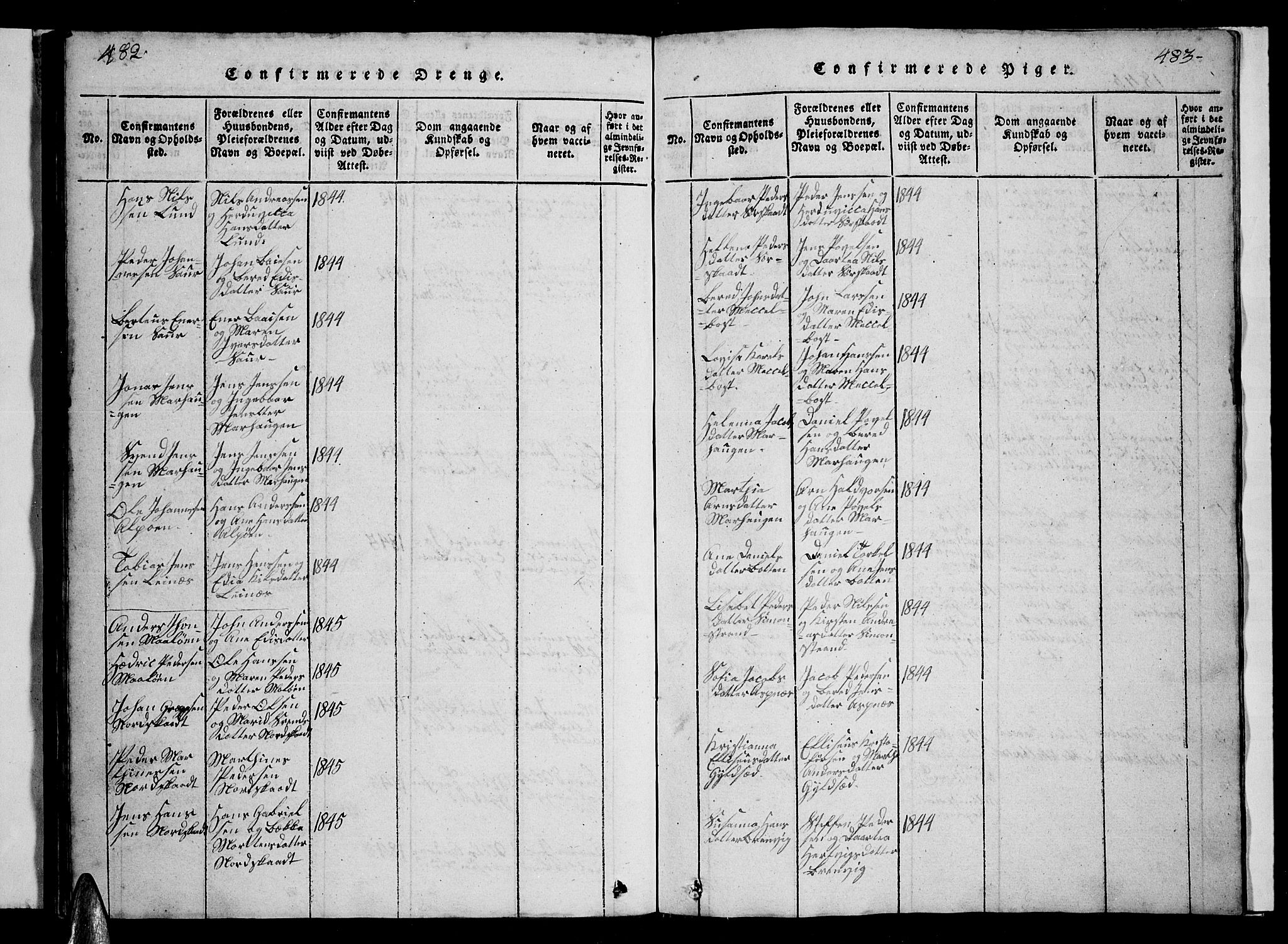 Ministerialprotokoller, klokkerbøker og fødselsregistre - Nordland, SAT/A-1459/857/L0826: Klokkerbok nr. 857C01, 1821-1852, s. 482-483