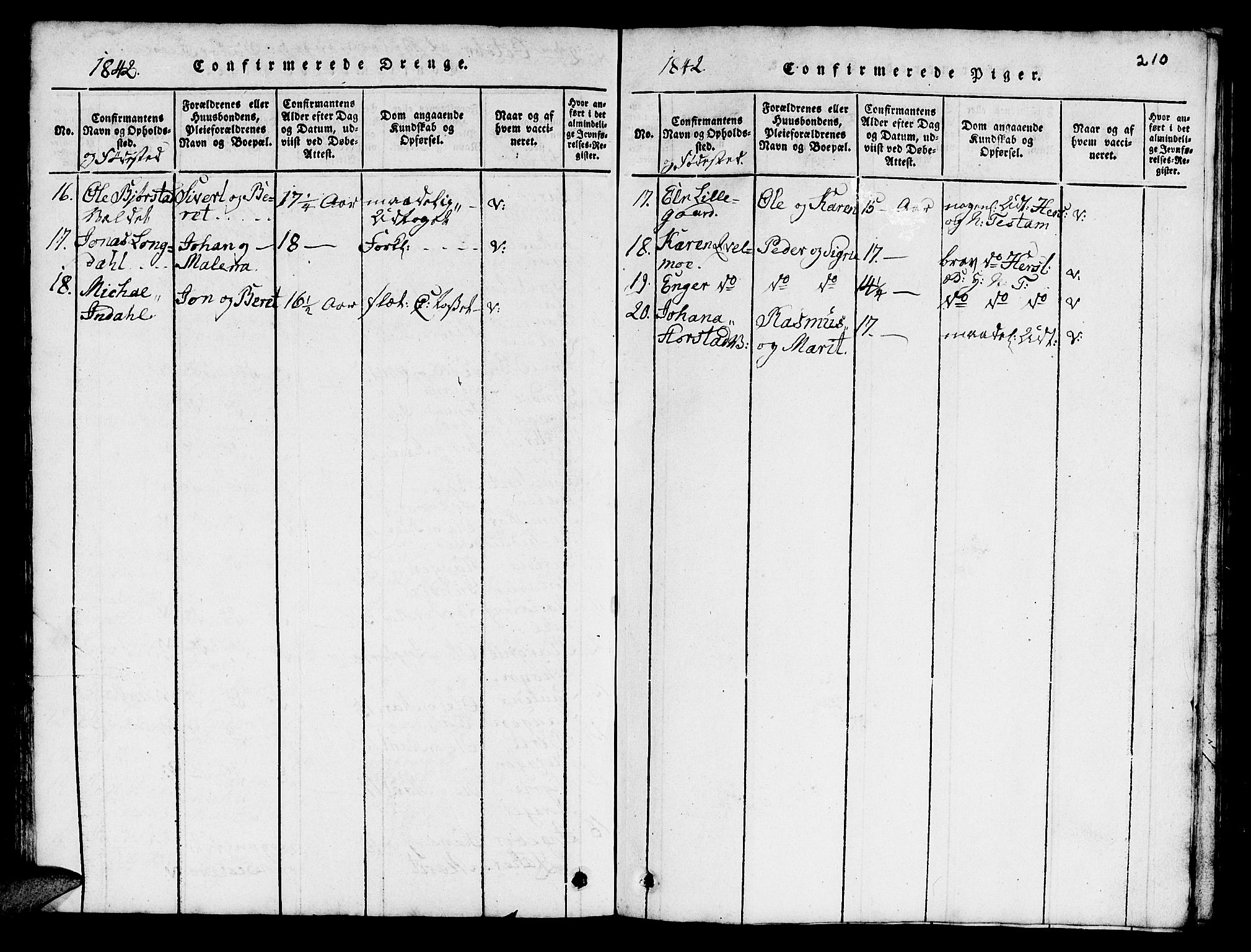 Ministerialprotokoller, klokkerbøker og fødselsregistre - Nord-Trøndelag, SAT/A-1458/724/L0265: Klokkerbok nr. 724C01, 1816-1845, s. 210