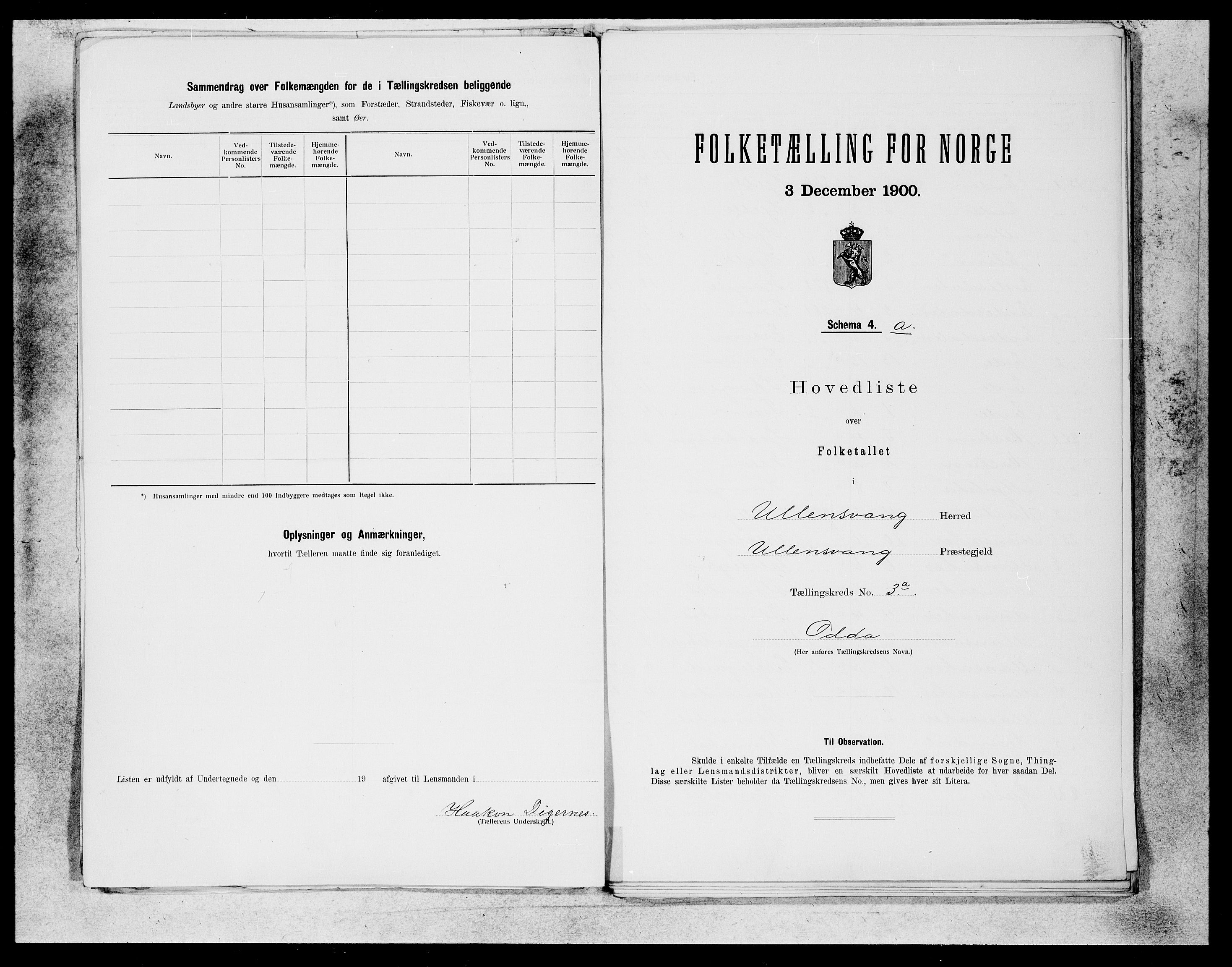 SAB, Folketelling 1900 for 1230 Ullensvang herred, 1900, s. 5