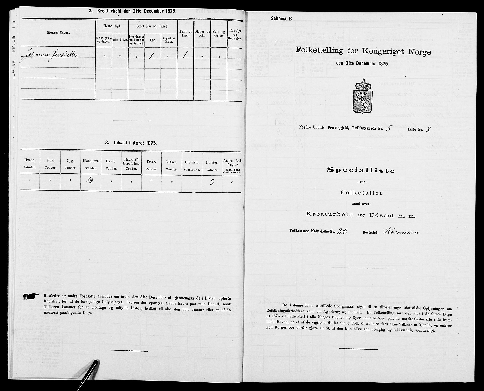 SAK, Folketelling 1875 for 1028P Nord-Audnedal prestegjeld, 1875, s. 464