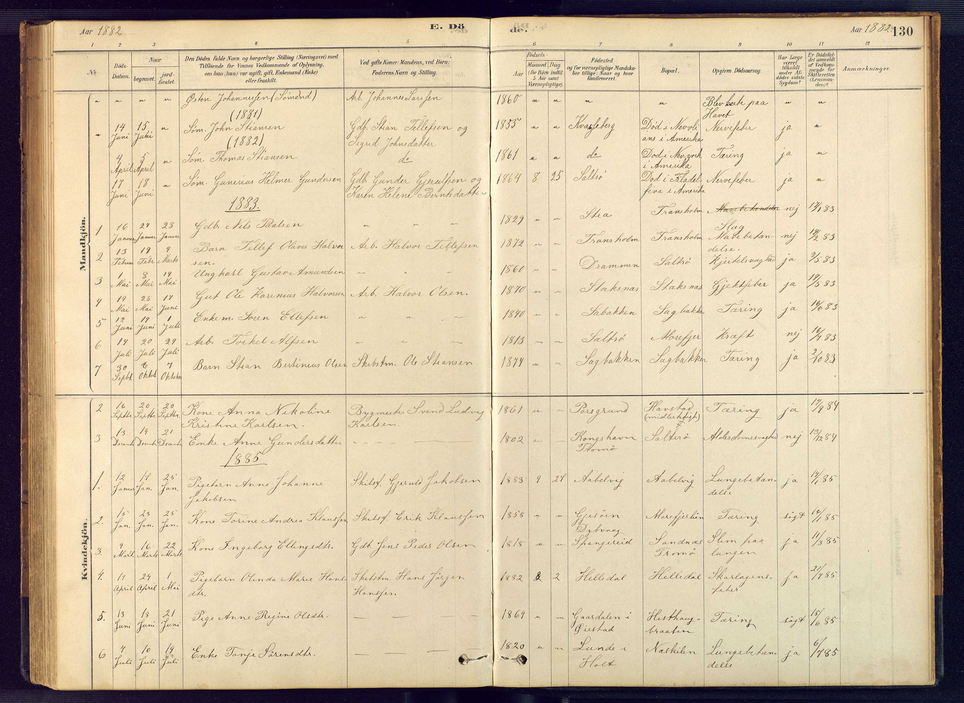 Austre Moland sokneprestkontor, SAK/1111-0001/F/Fb/Fbb/L0001: Klokkerbok nr. B 1, 1878-1904, s. 130