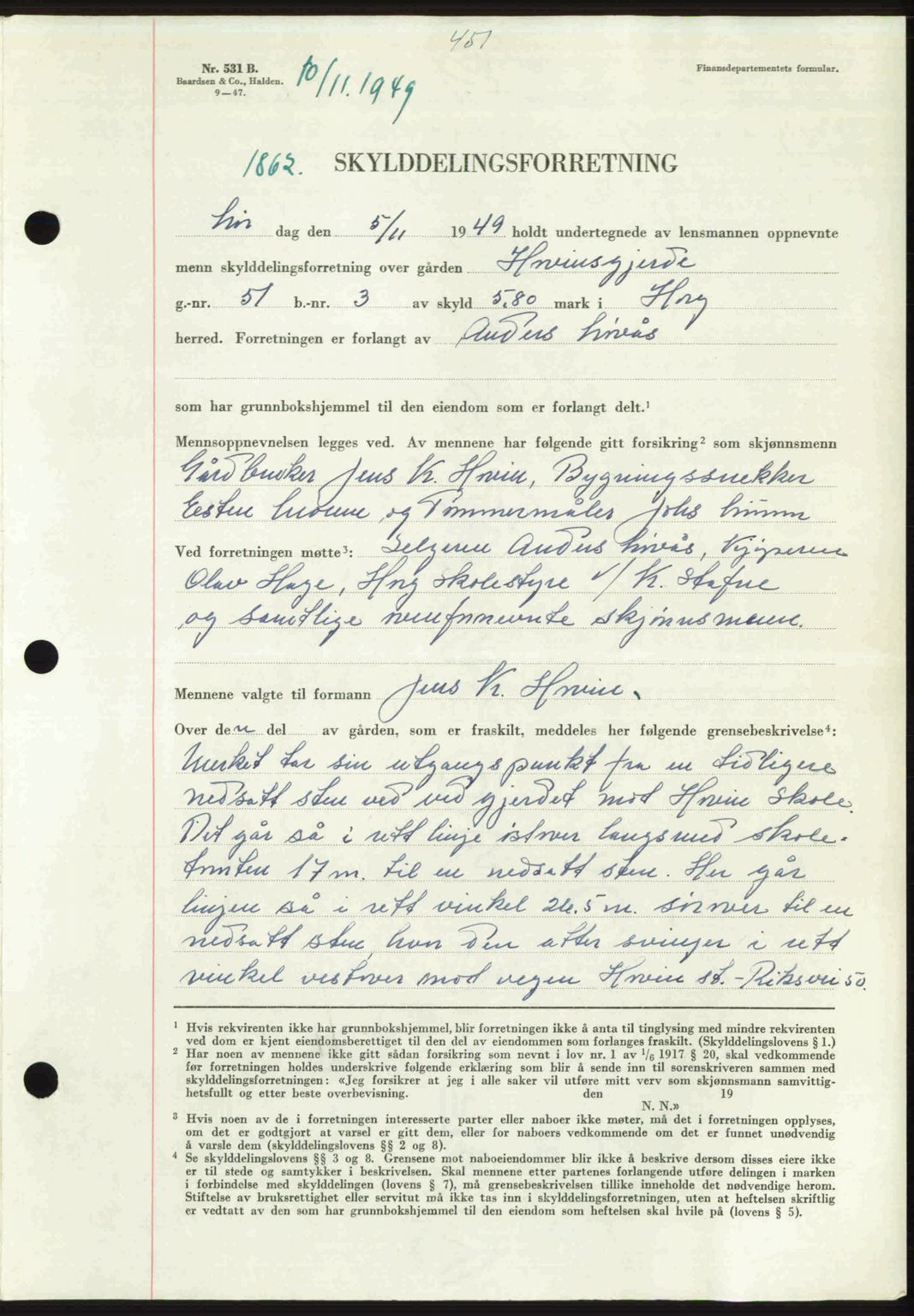 Gauldal sorenskriveri, SAT/A-0014/1/2/2C: Pantebok nr. A9, 1949-1950, Dagboknr: 1862/1949