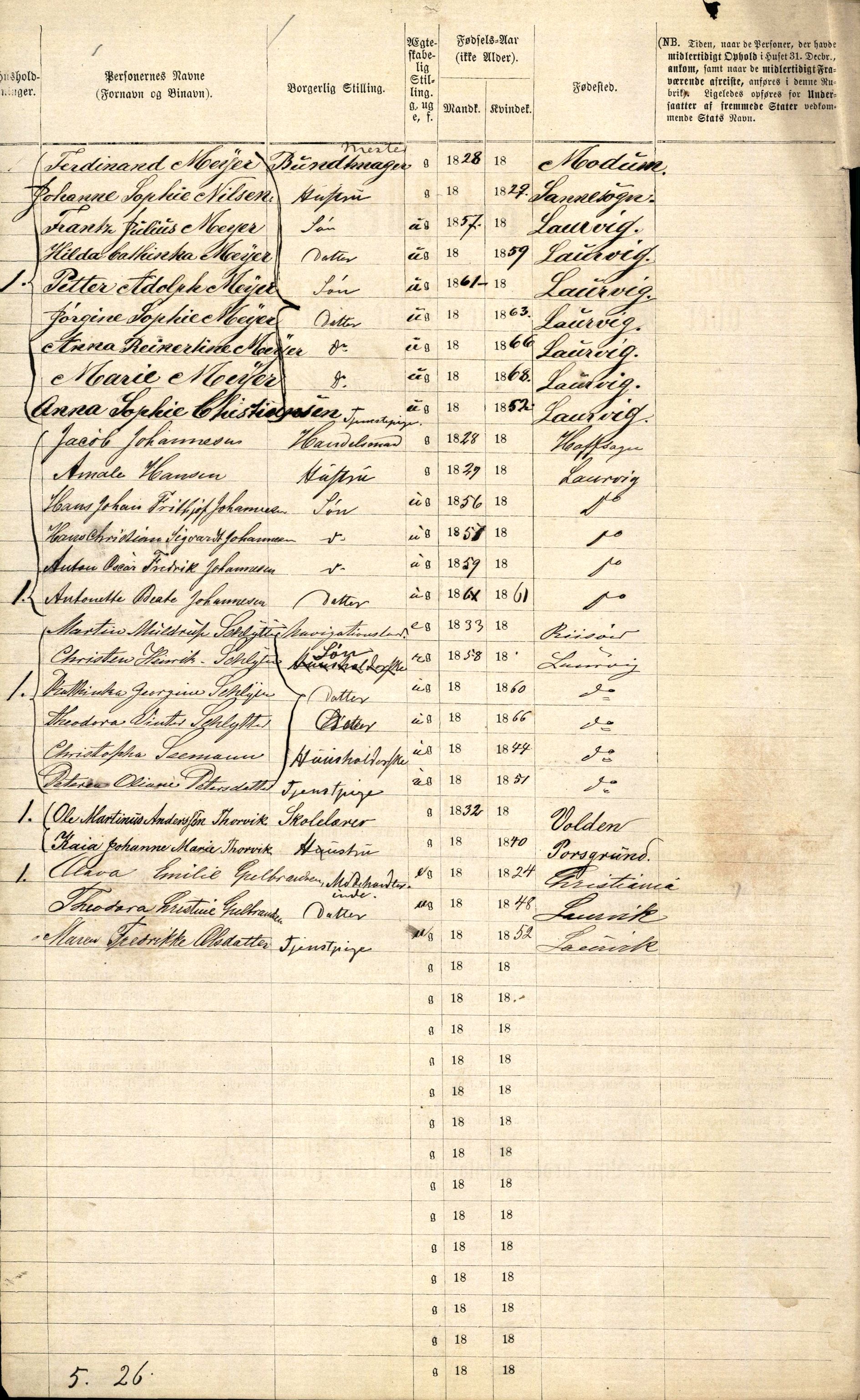 RA, Folketelling 1870 for 0707 Larvik kjøpstad, 1870, s. 526